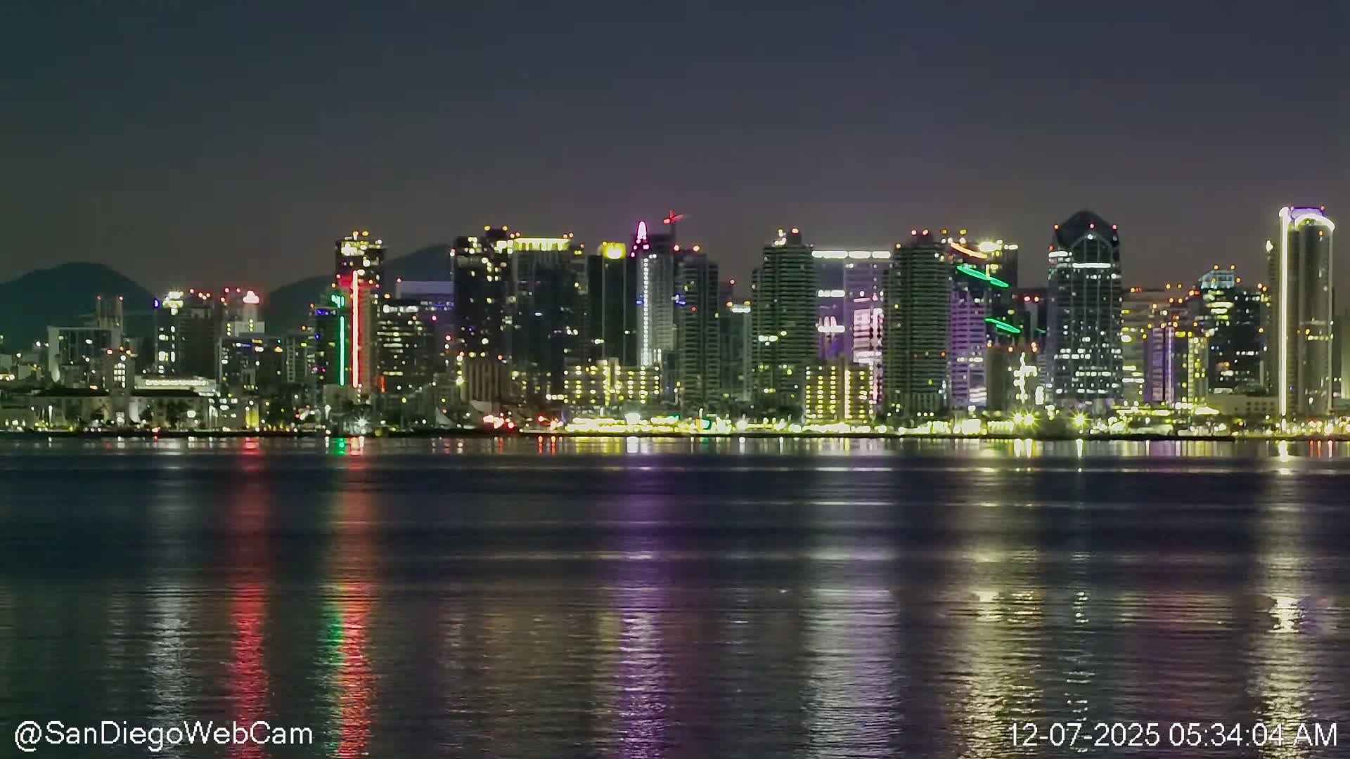 San Diego City Dowtown  from San Diego Bay Panaromic Live Cam -  Harbor Island, San Diego, San Diego County, California, USA