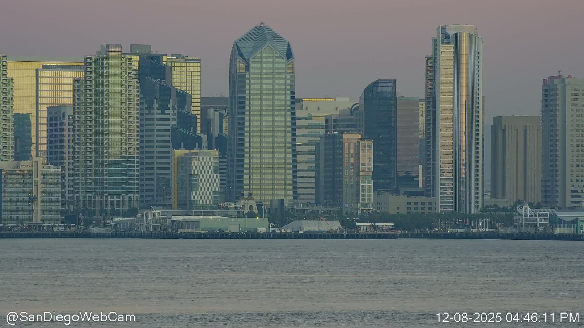 San Diego City Dowtown  from San Diego Bay Panaromic Live Cam -  Harbor Island, San Diego, San Diego County, California, USA