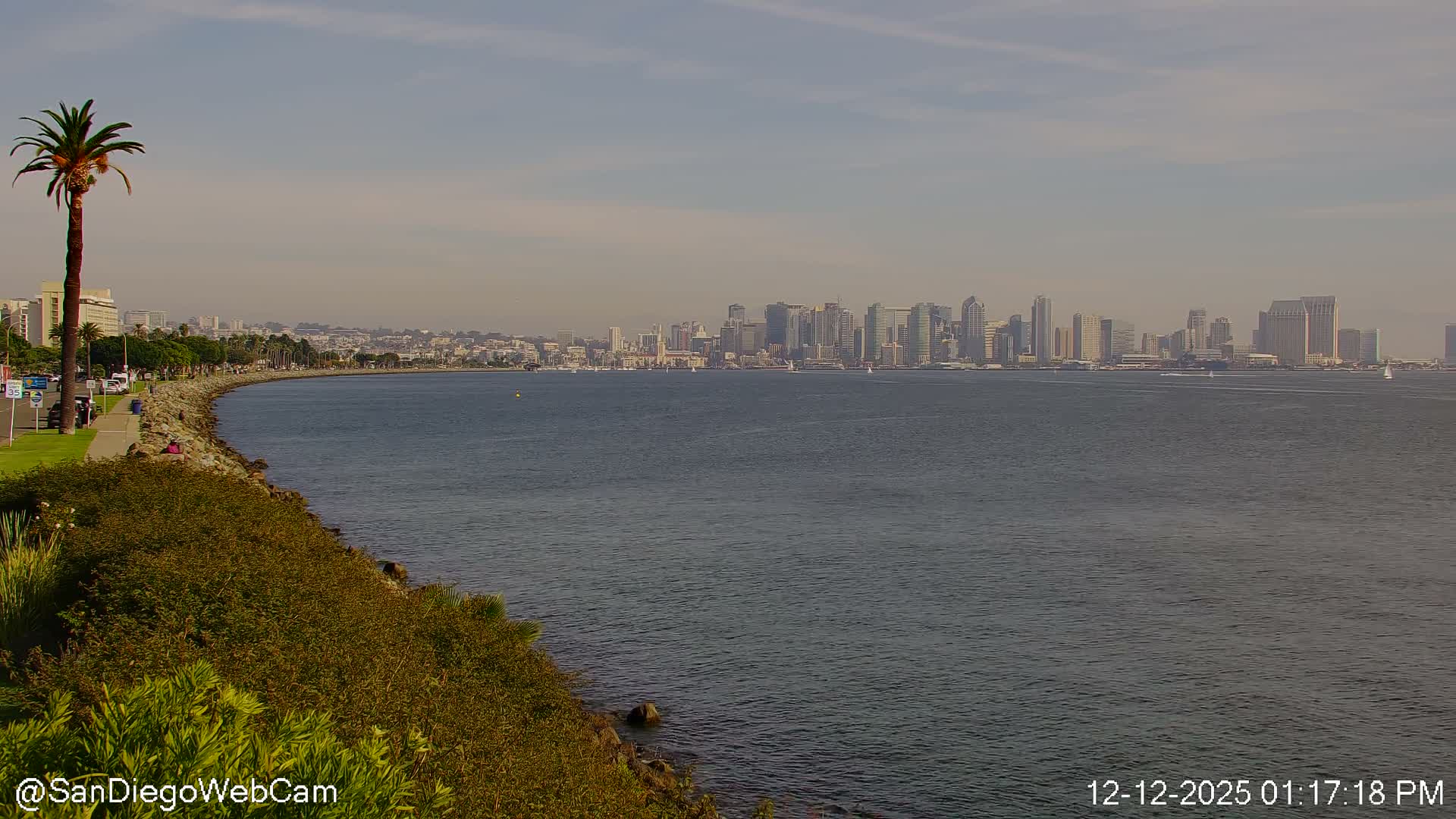 San Diego City Dowtown  from San Diego Bay Panaromic Live Cam -  Harbor Island, San Diego, San Diego County, California, USA