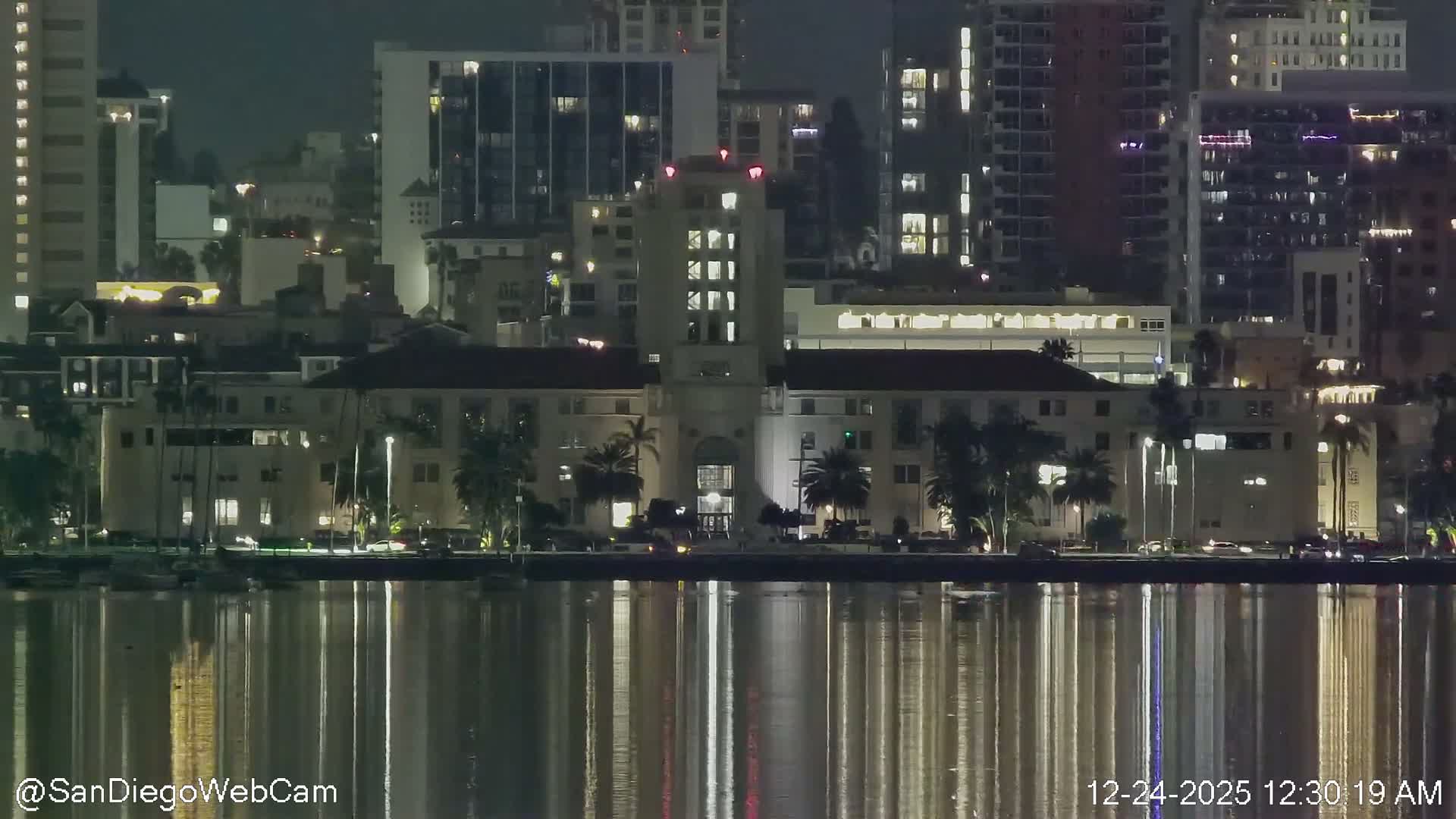 San Diego City Dowtown  from San Diego Bay Panaromic Live Cam -  Harbor Island, San Diego, San Diego County, California, USA