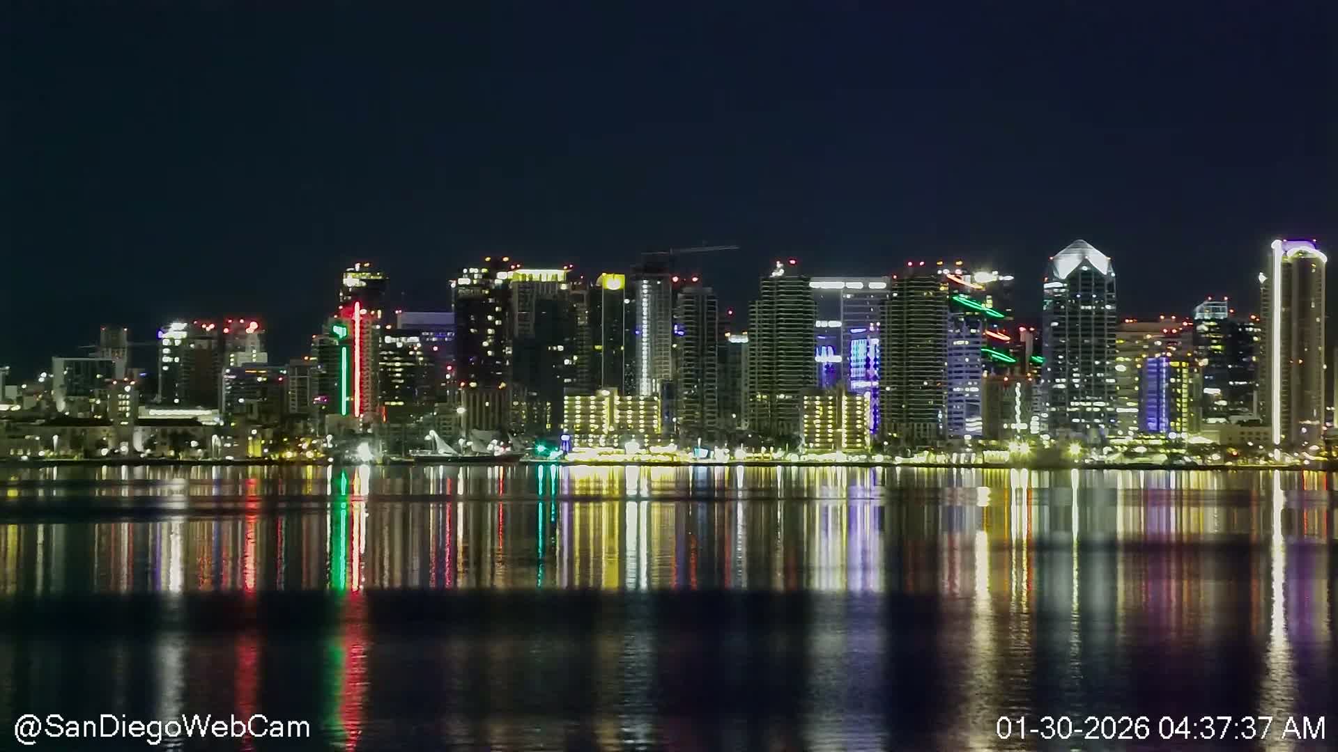 San Diego City Dowtown  from San Diego Bay Panaromic Live Cam -  Harbor Island, San Diego, San Diego County, California, USA