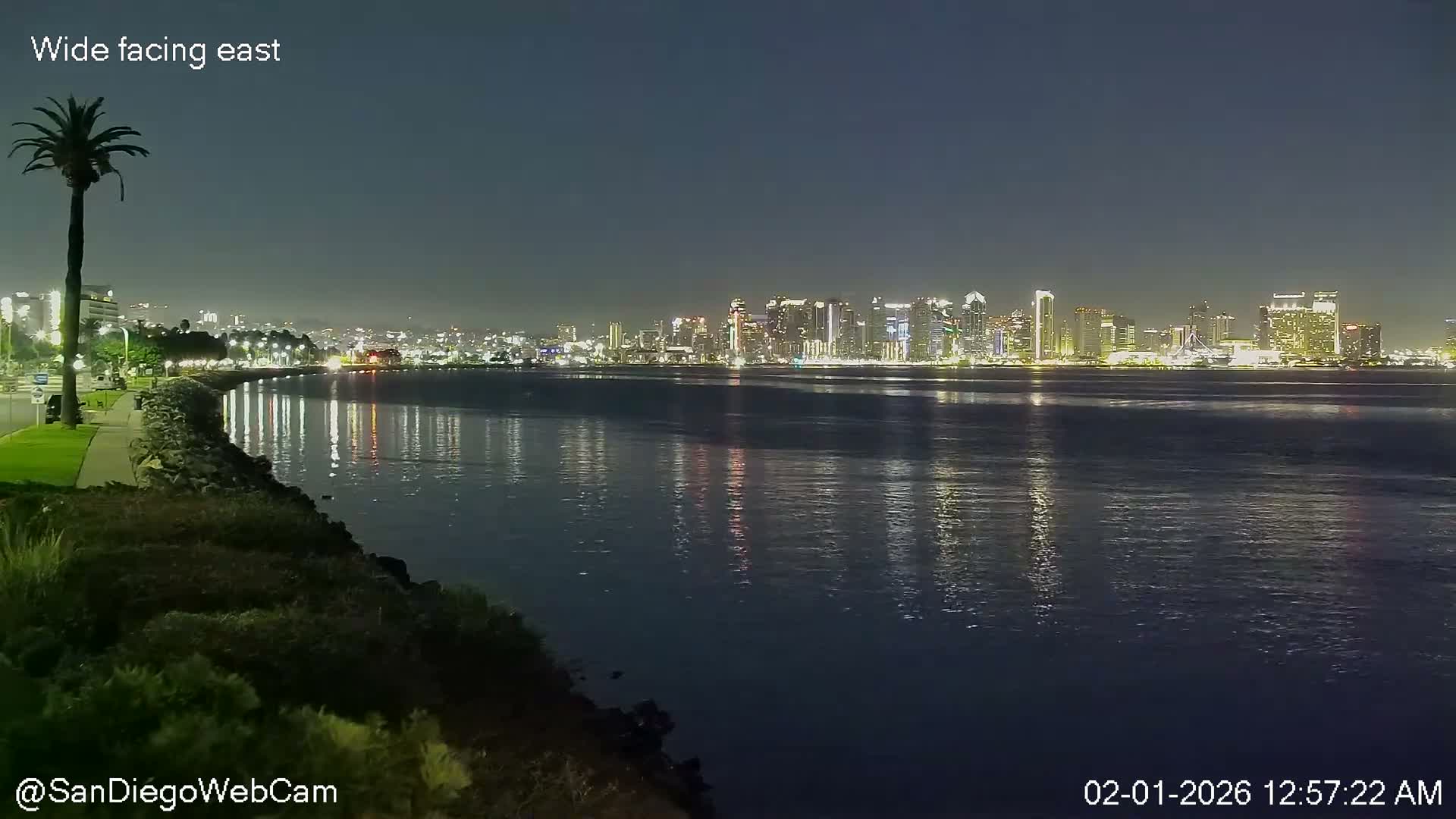 San Diego City Dowtown  from San Diego Bay Panaromic Live Cam -  Harbor Island, San Diego, San Diego County, California, USA