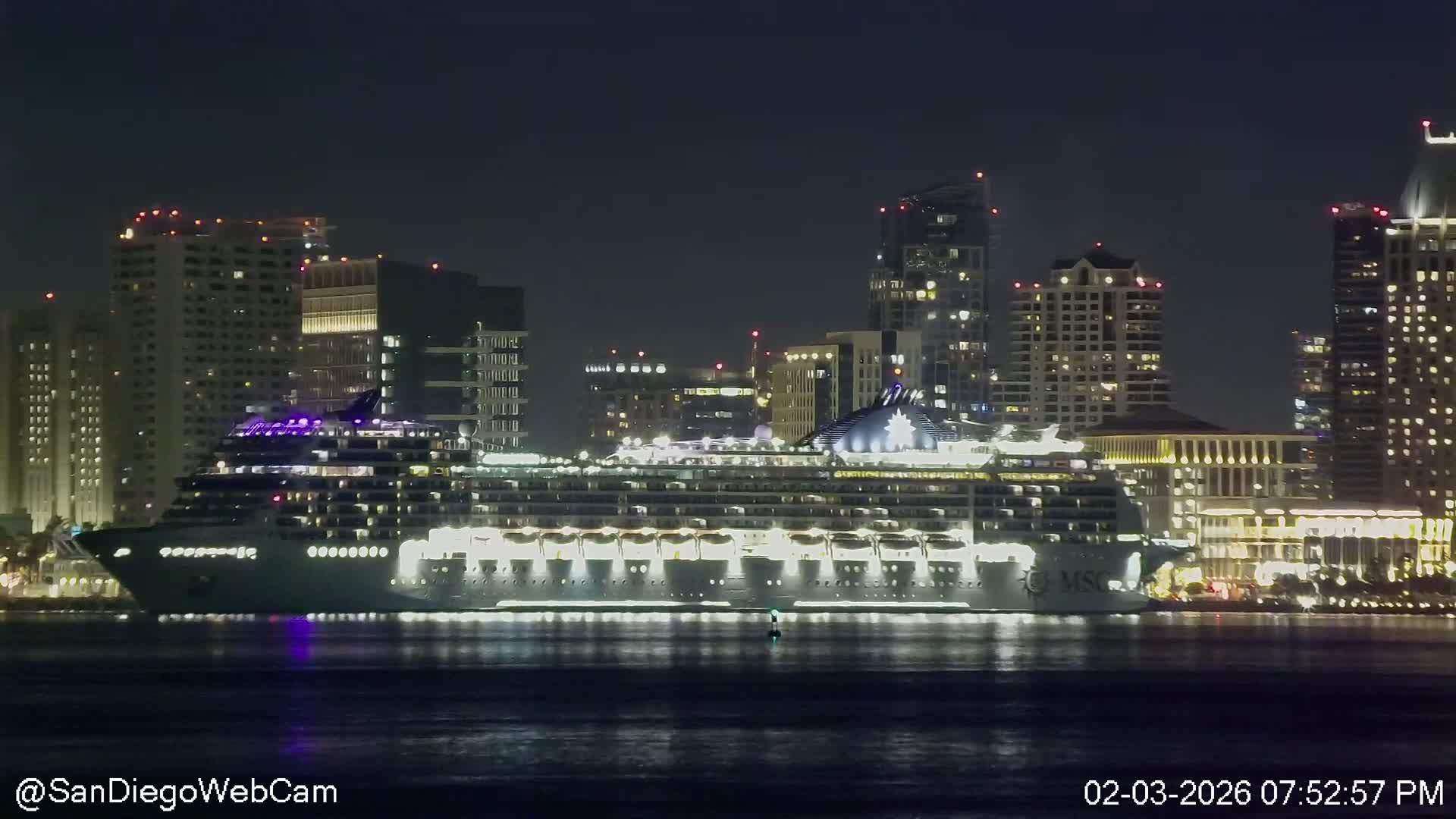 San Diego City Dowtown  from San Diego Bay Panaromic Live Cam -  Harbor Island, San Diego, San Diego County, California, USA