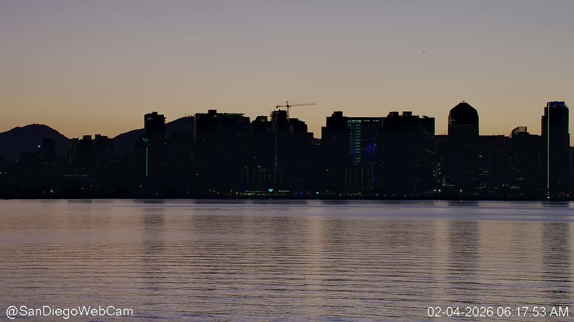 San Diego City Dowtown  from San Diego Bay Panaromic Live Cam -  Harbor Island, San Diego, San Diego County, California, USA