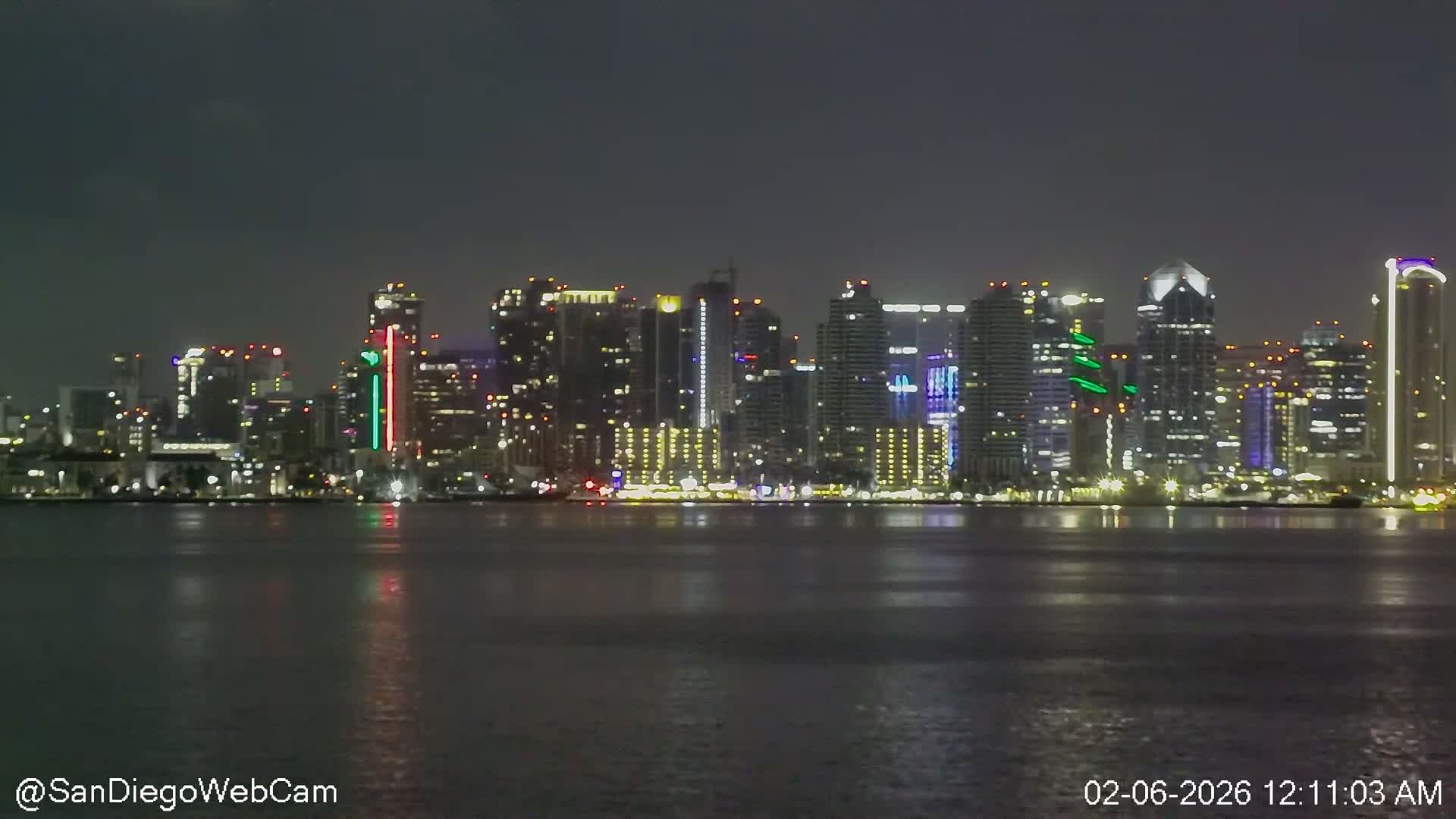 San Diego City Dowtown  from San Diego Bay Panaromic Live Cam -  Harbor Island, San Diego, San Diego County, California, USA