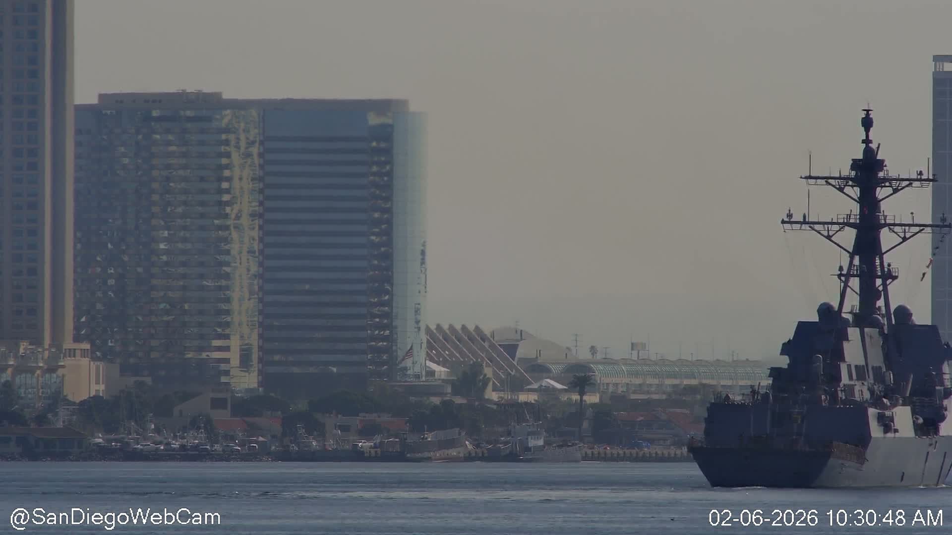 San Diego City Dowtown  from San Diego Bay Panaromic Live Cam -  Harbor Island, San Diego, San Diego County, California, USA
