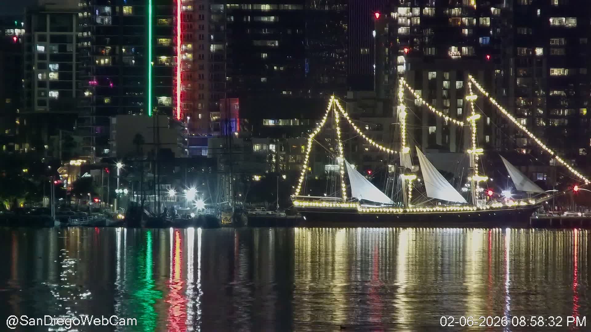 San Diego City Dowtown  from San Diego Bay Panaromic Live Cam -  Harbor Island, San Diego, San Diego County, California, USA