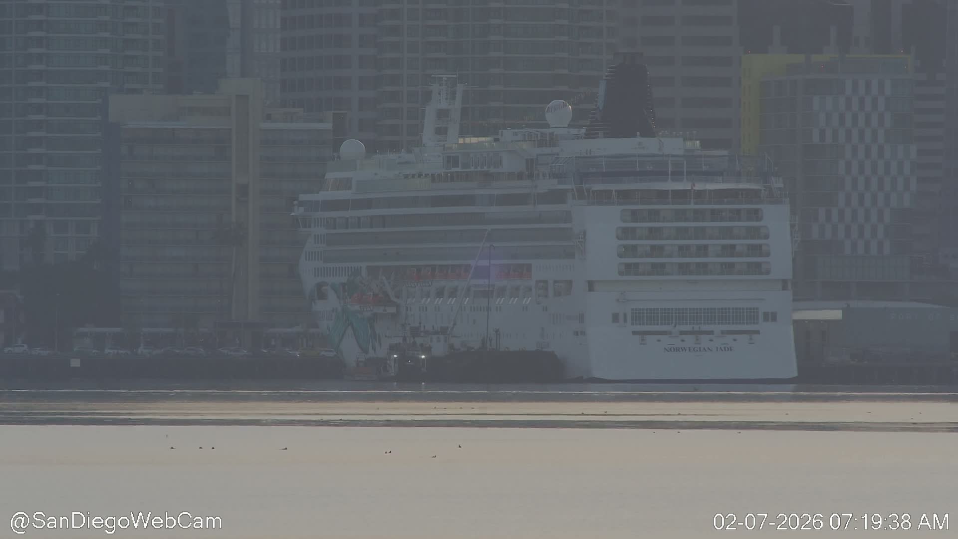 San Diego City Dowtown  from San Diego Bay Panaromic Live Cam -  Harbor Island, San Diego, San Diego County, California, USA