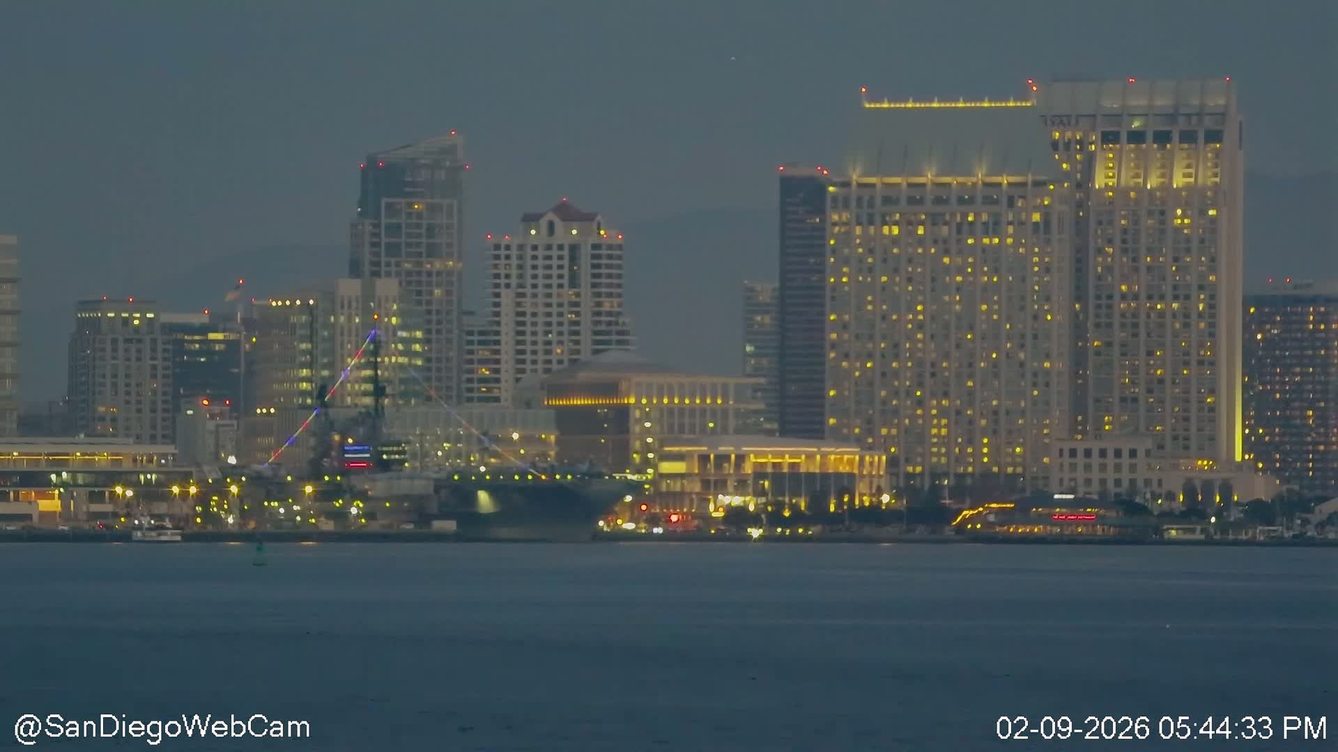 San Diego City Dowtown  from San Diego Bay Panaromic Live Cam -  Harbor Island, San Diego, San Diego County, California, USA