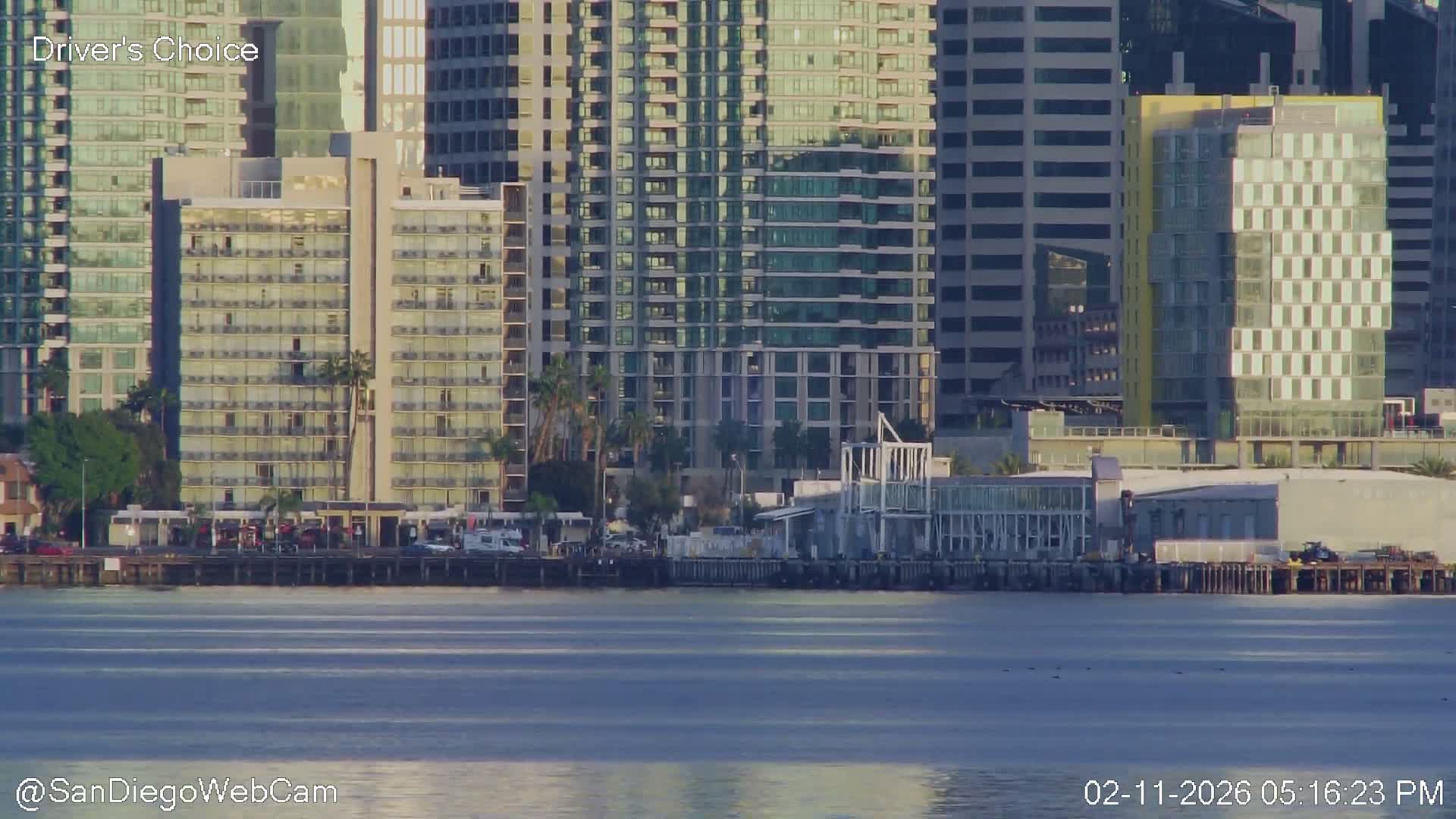 San Diego City Dowtown  from San Diego Bay Panaromic Live Cam -  Harbor Island, San Diego, San Diego County, California, USA