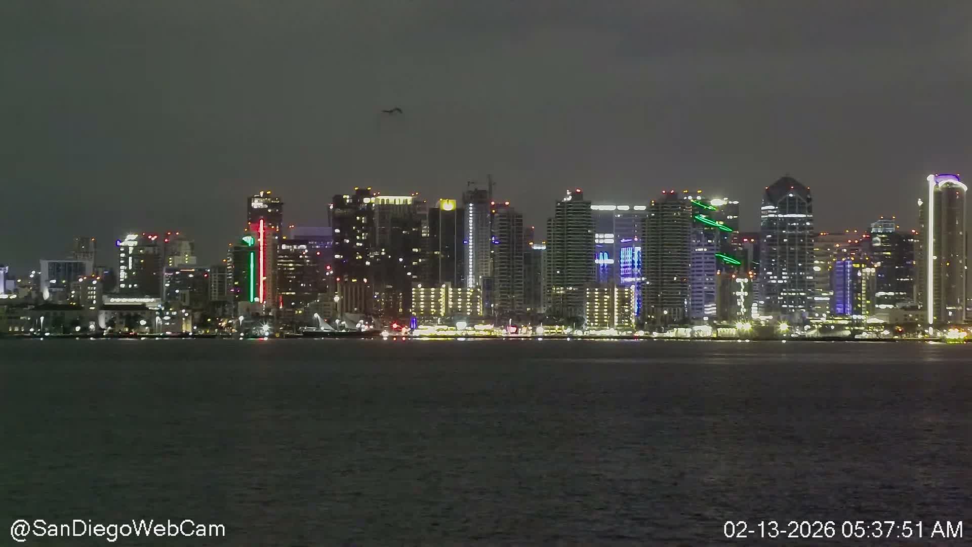 San Diego City Dowtown  from San Diego Bay Panaromic Live Cam -  Harbor Island, San Diego, San Diego County, California, USA