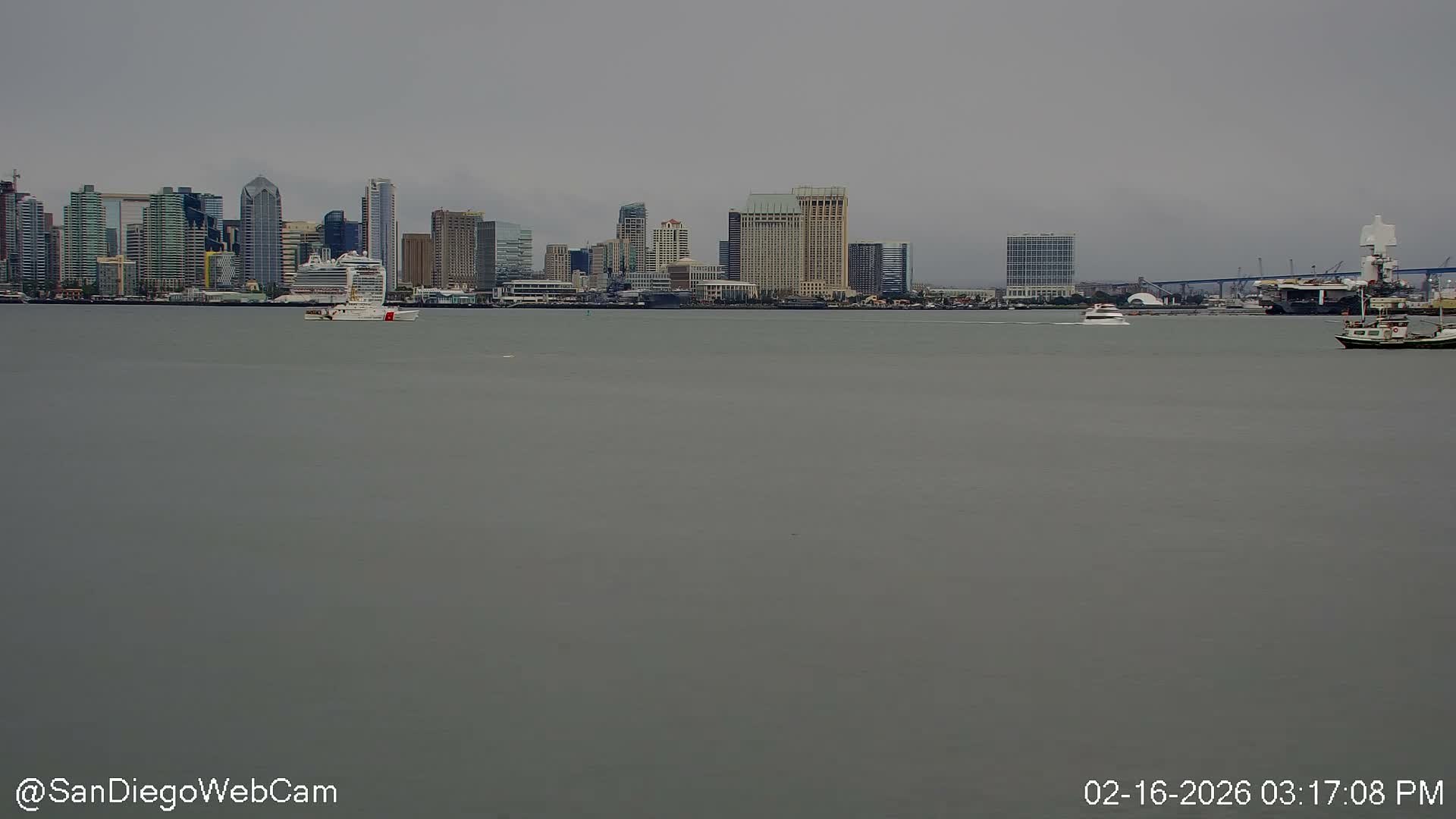 San Diego City Dowtown  from San Diego Bay Panaromic Live Cam -  Harbor Island, San Diego, San Diego County, California, USA