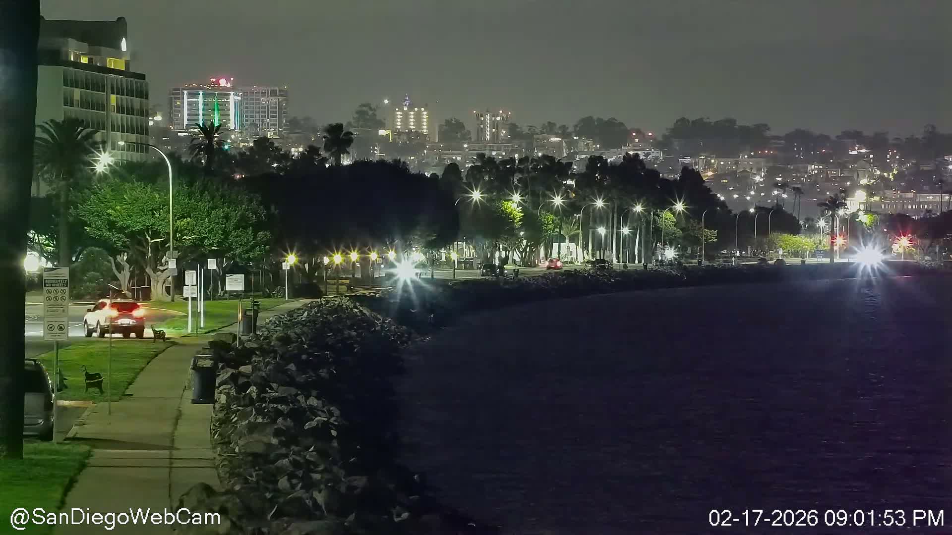 San Diego City Dowtown  from San Diego Bay Panaromic Live Cam -  Harbor Island, San Diego, San Diego County, California, USA
