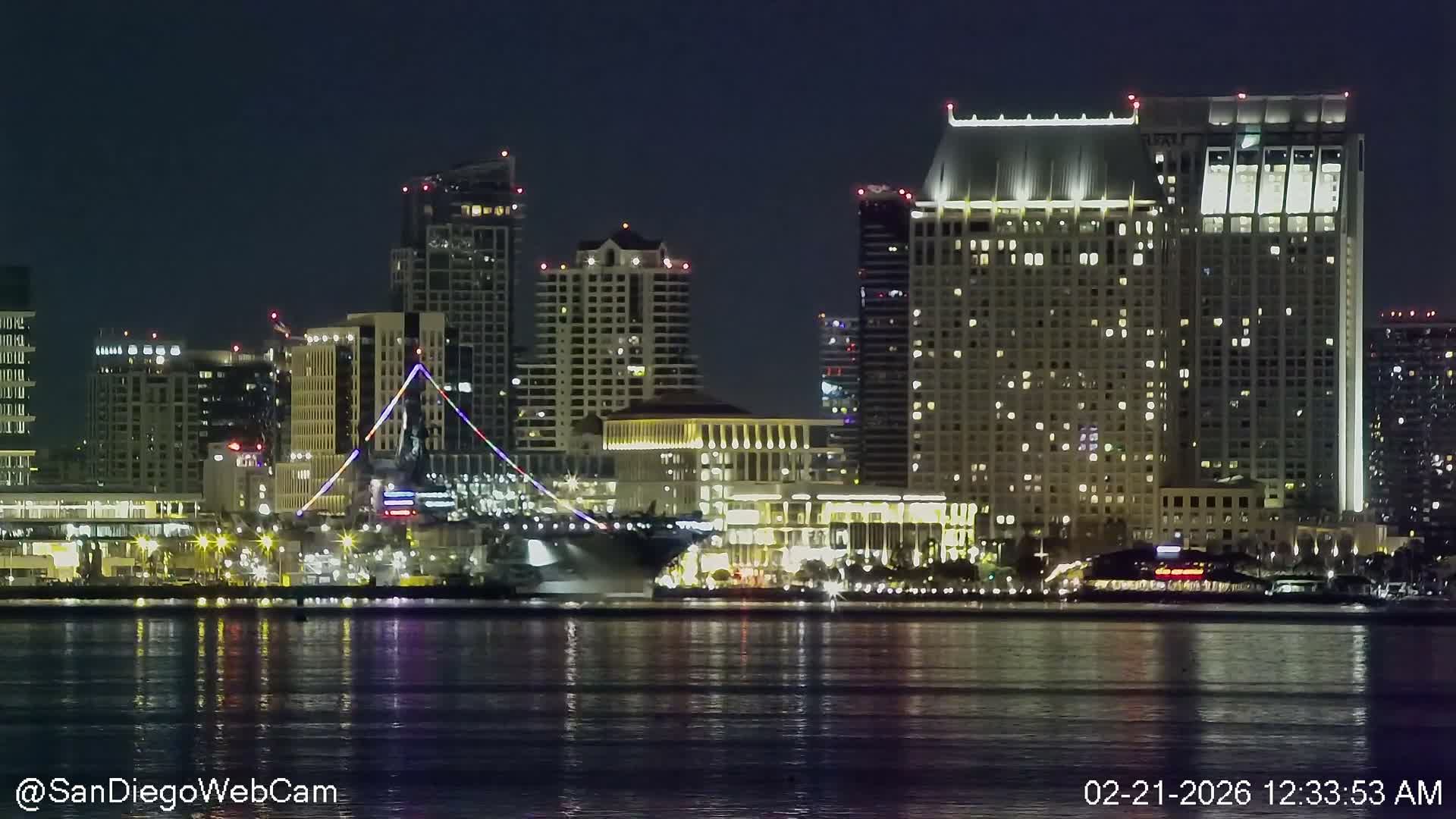 San Diego City Dowtown  from San Diego Bay Panaromic Live Cam -  Harbor Island, San Diego, San Diego County, California, USA
