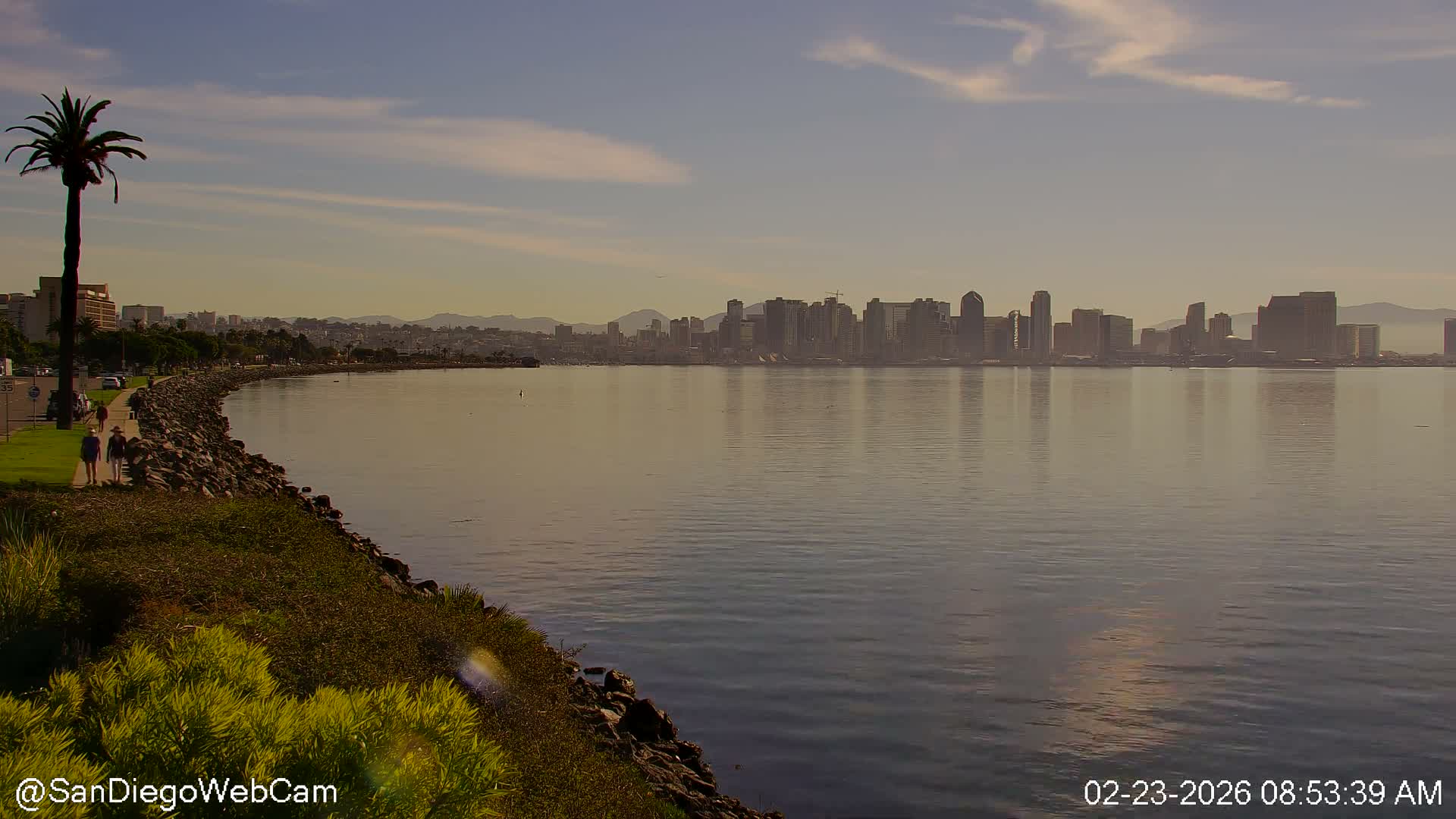 San Diego City Dowtown  from San Diego Bay Panaromic Live Cam -  Harbor Island, San Diego, San Diego County, California, USA