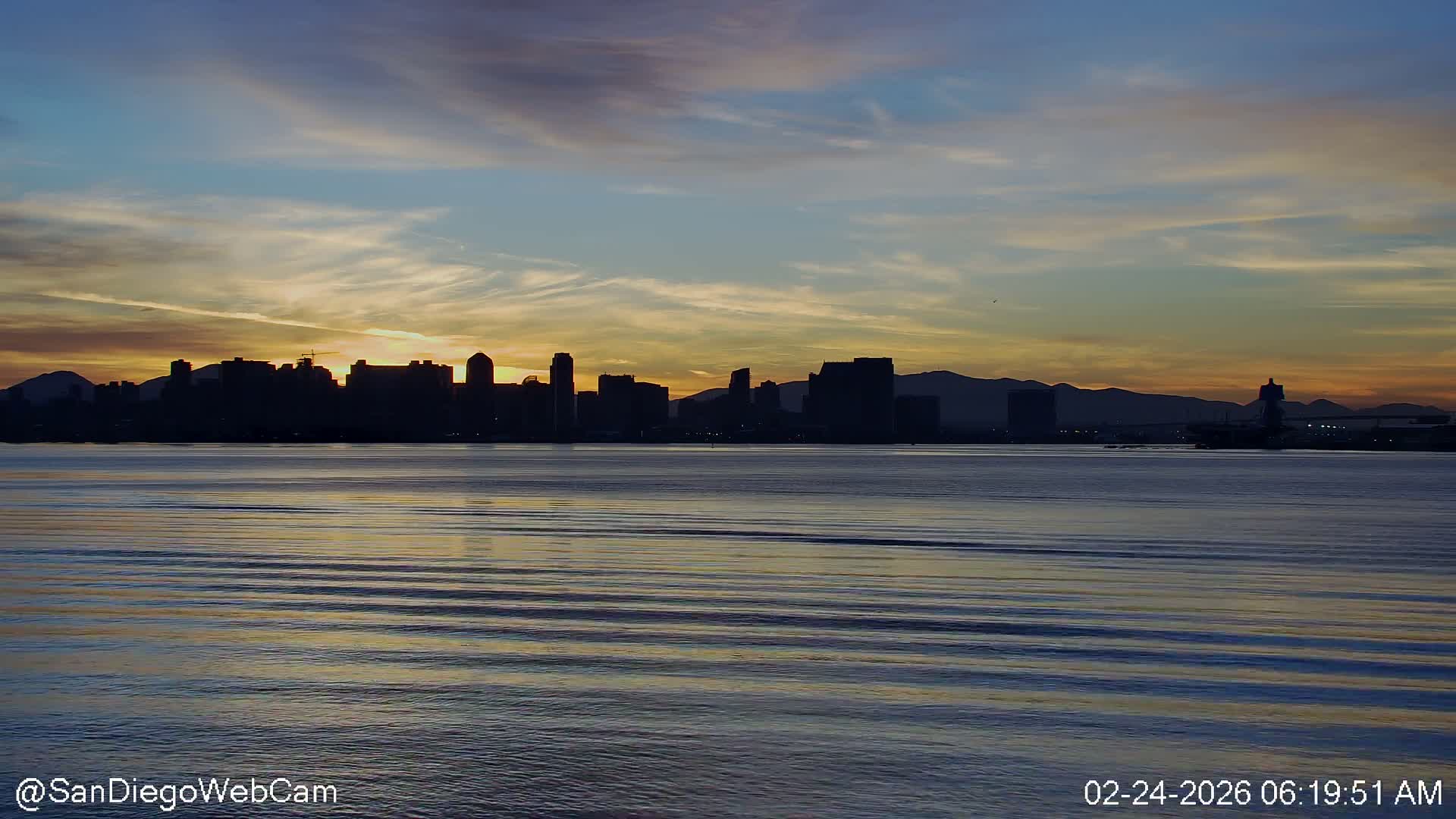 San Diego City Dowtown  from San Diego Bay Panaromic Live Cam -  Harbor Island, San Diego, San Diego County, California, USA