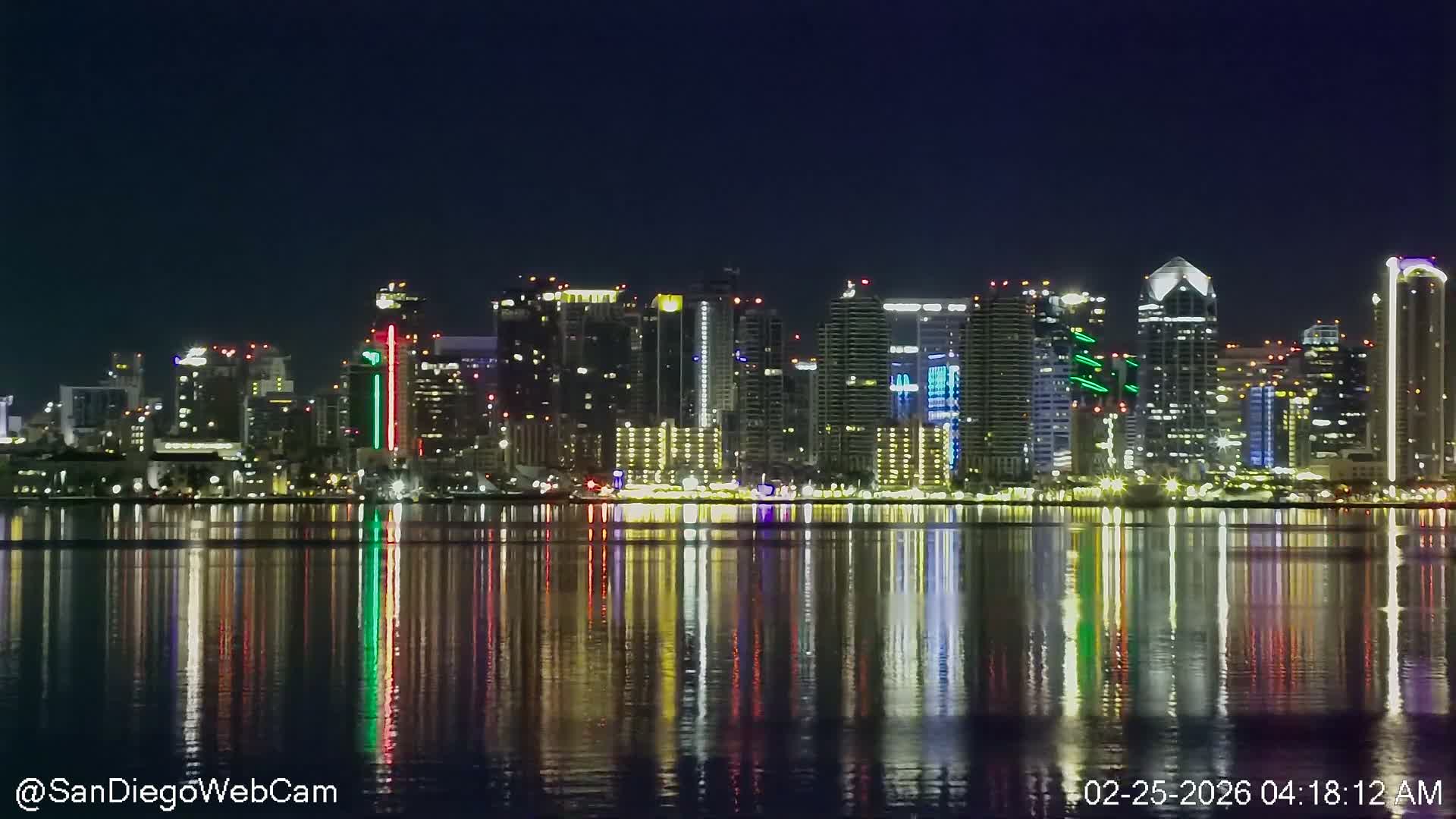 San Diego City Dowtown  from San Diego Bay Panaromic Live Cam -  Harbor Island, San Diego, San Diego County, California, USA