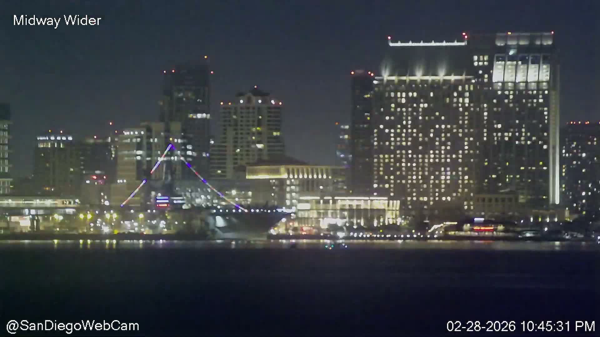 San Diego City Dowtown  from San Diego Bay Panaromic Live Cam -  Harbor Island, San Diego, San Diego County, California, USA