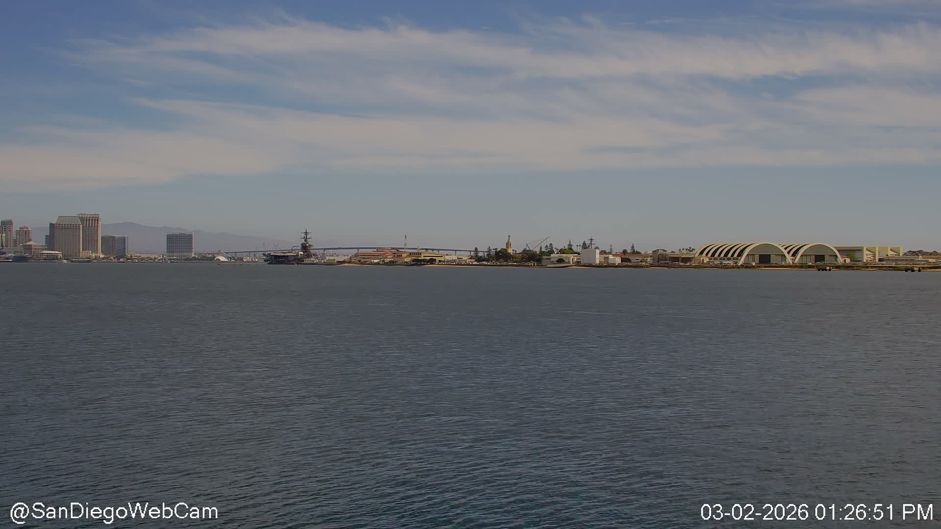 San Diego City Dowtown  from San Diego Bay Panaromic Live Cam -  Harbor Island, San Diego, San Diego County, California, USA