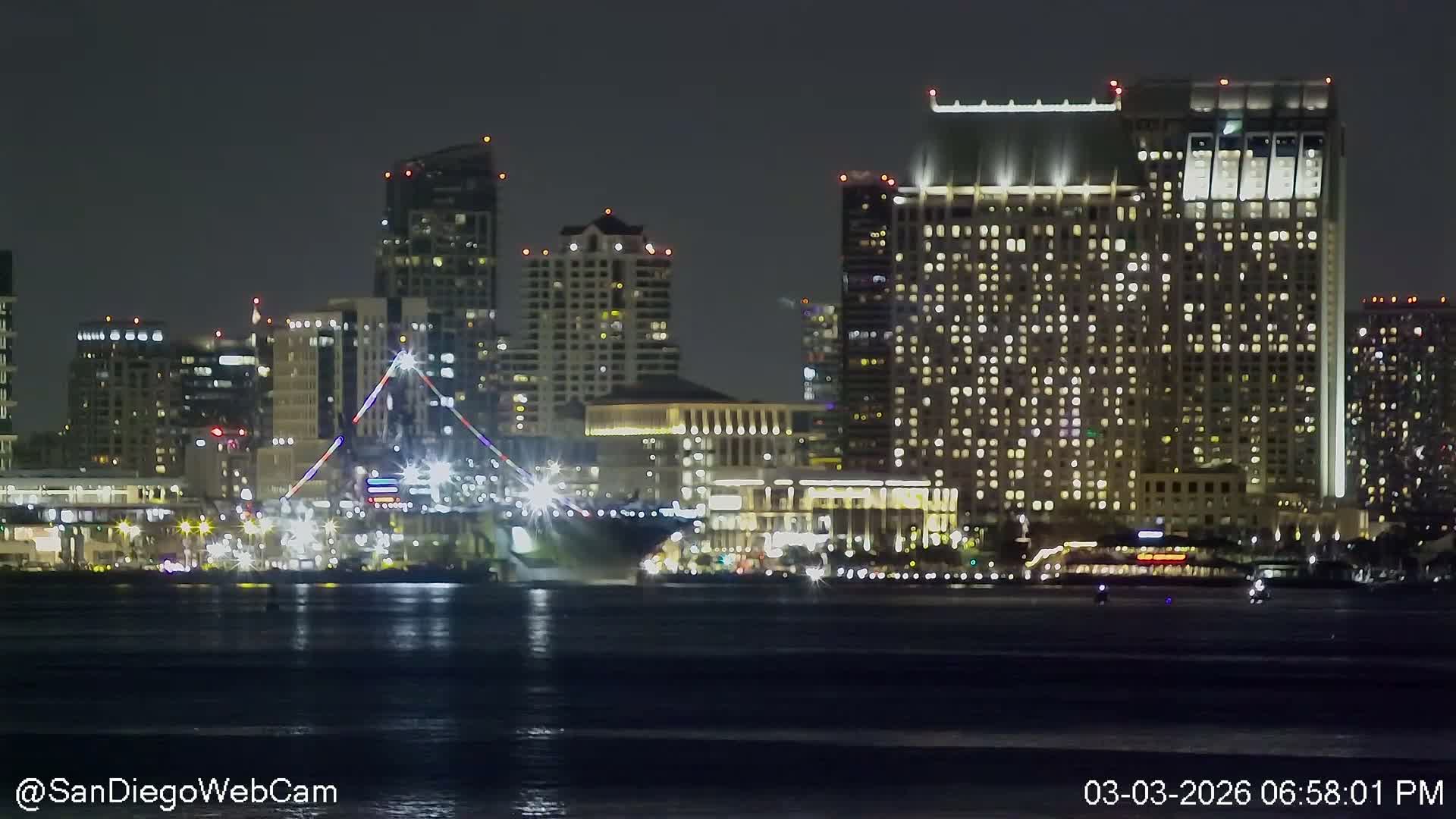 San Diego City Dowtown  from San Diego Bay Panaromic Live Cam -  Harbor Island, San Diego, San Diego County, California, USA