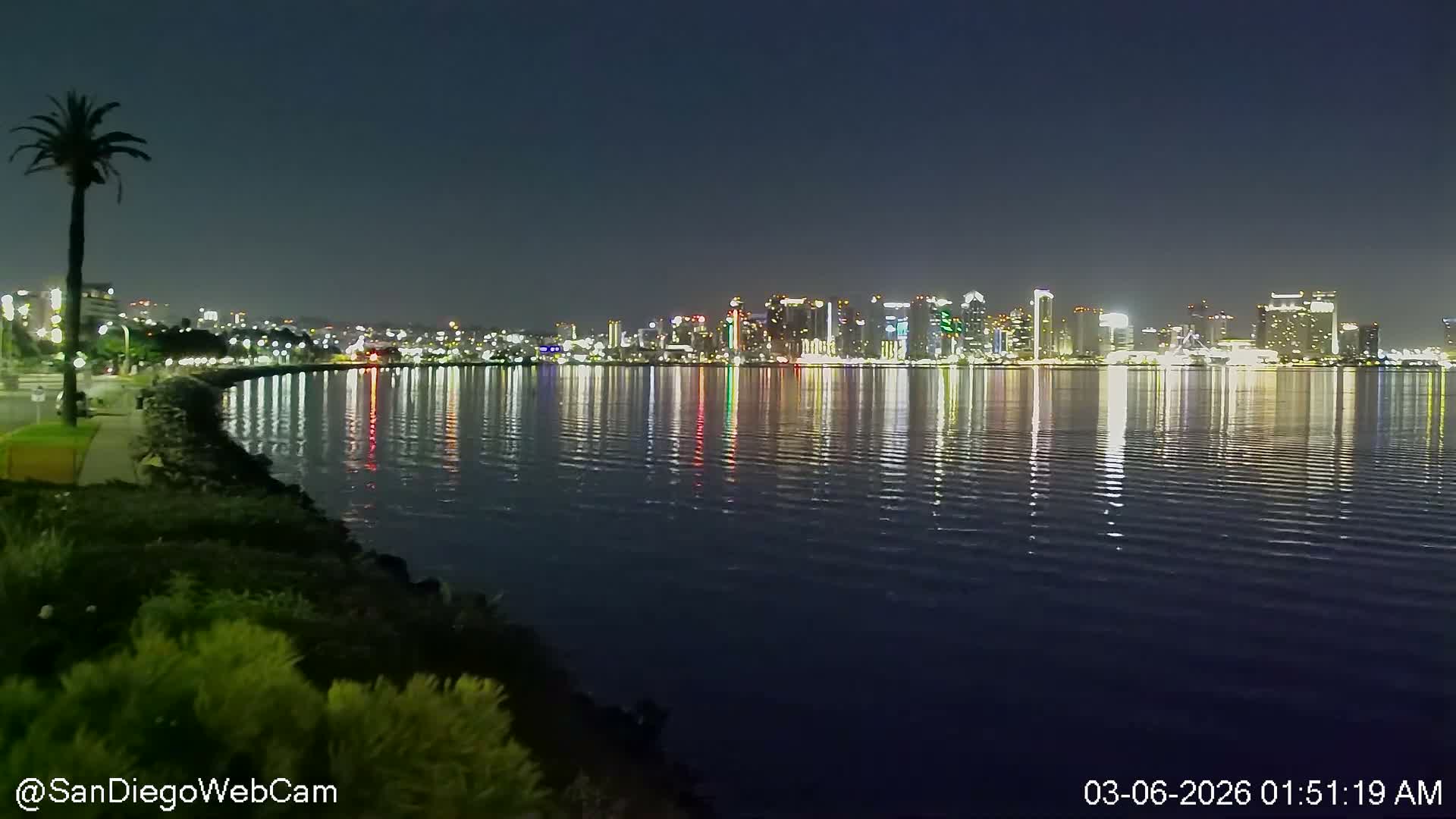 San Diego City Dowtown  from San Diego Bay Panaromic Live Cam -  Harbor Island, San Diego, San Diego County, California, USA