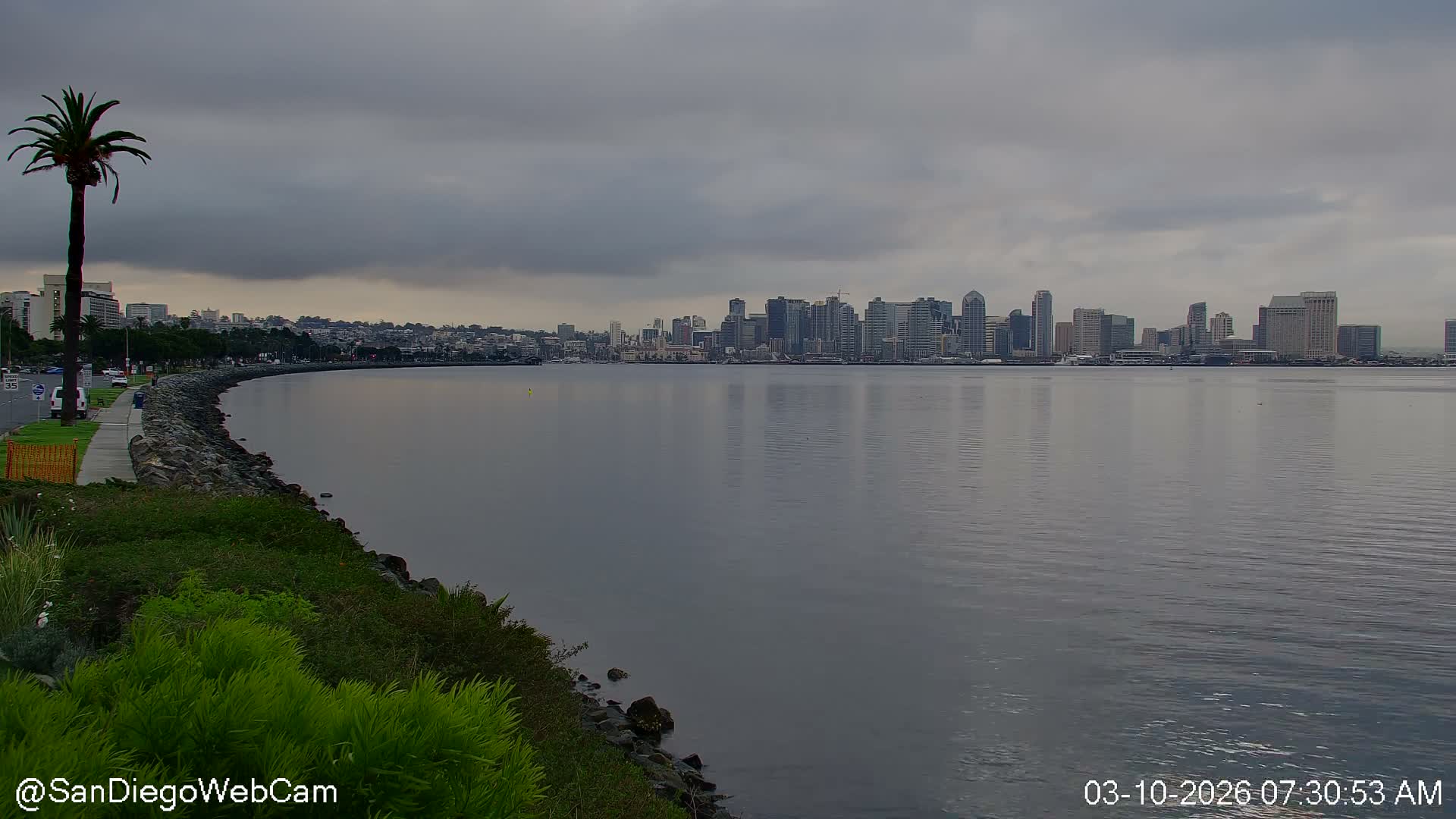 San Diego City Dowtown  from San Diego Bay Panaromic Live Cam -  Harbor Island, San Diego, San Diego County, California, USA