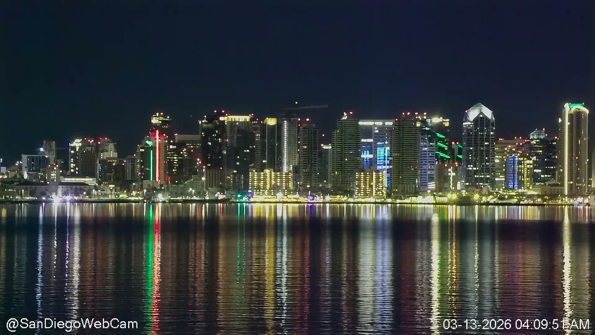 San Diego City Dowtown  from San Diego Bay Panaromic Live Cam -  Harbor Island, San Diego, San Diego County, California, USA