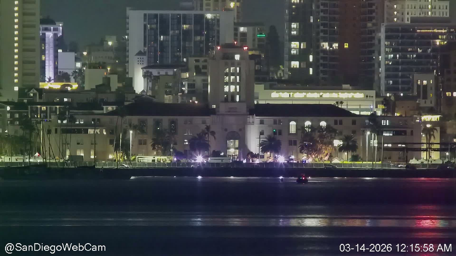 San Diego City Dowtown  from San Diego Bay Panaromic Live Cam -  Harbor Island, San Diego, San Diego County, California, USA