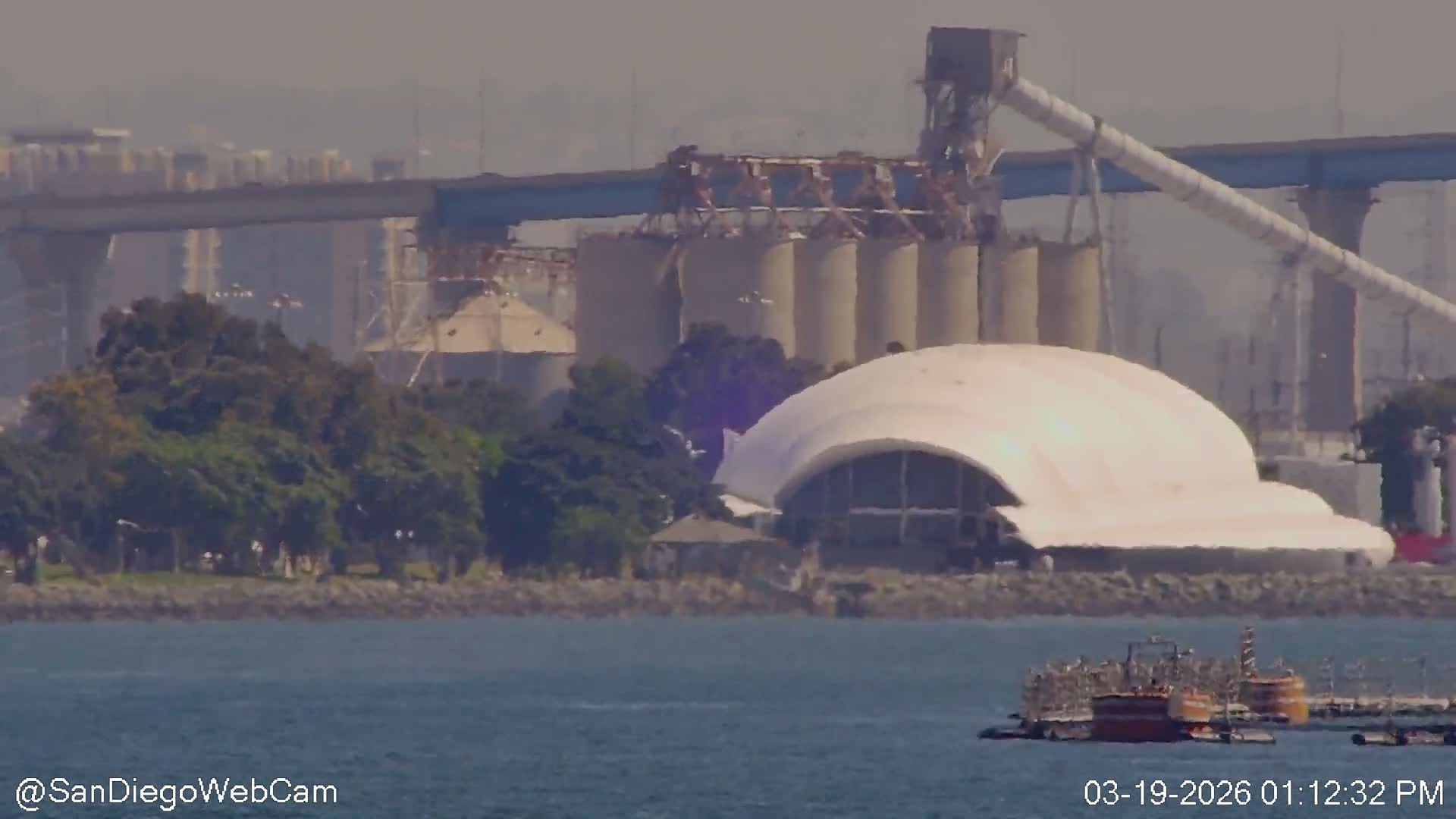 San Diego City Dowtown  from San Diego Bay Panaromic Live Cam -  Harbor Island, San Diego, San Diego County, California, USA