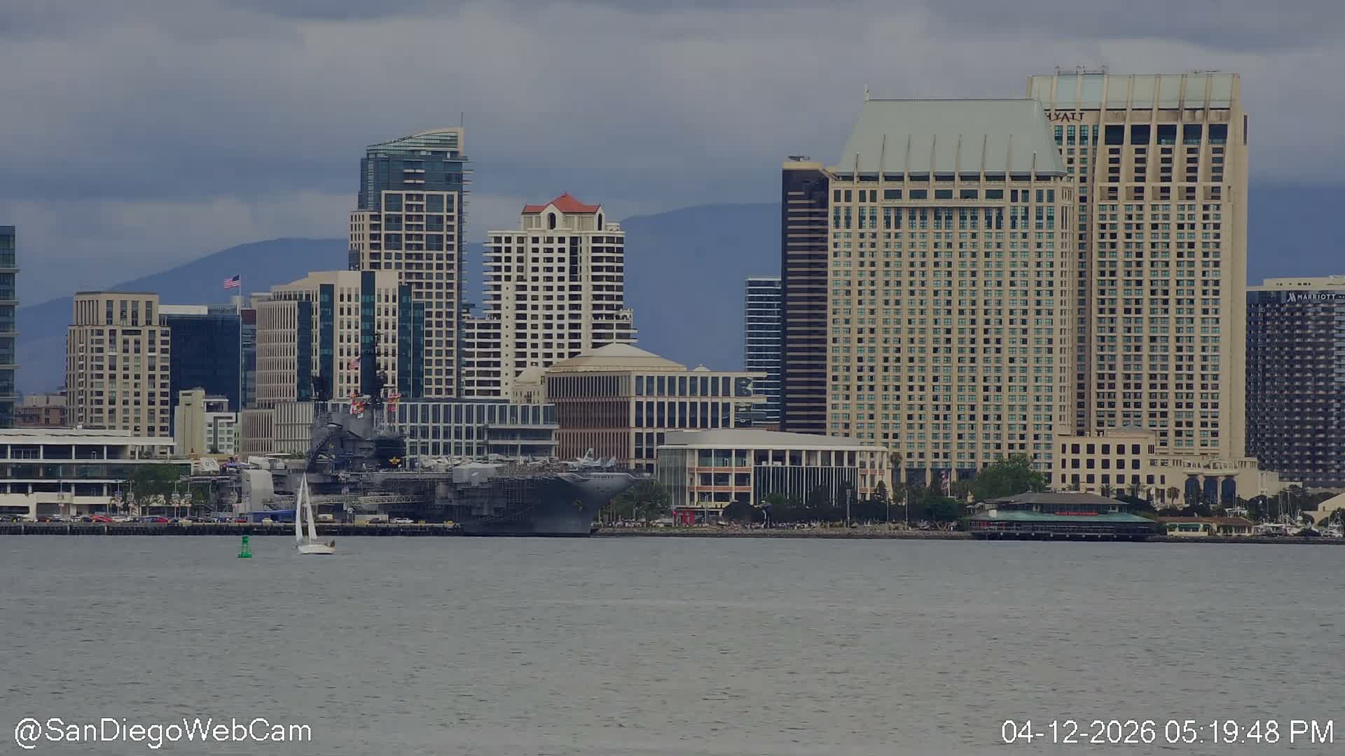 San Diego City Dowtown  from San Diego Bay Panaromic Live Cam -  Harbor Island, San Diego, San Diego County, California, USA
