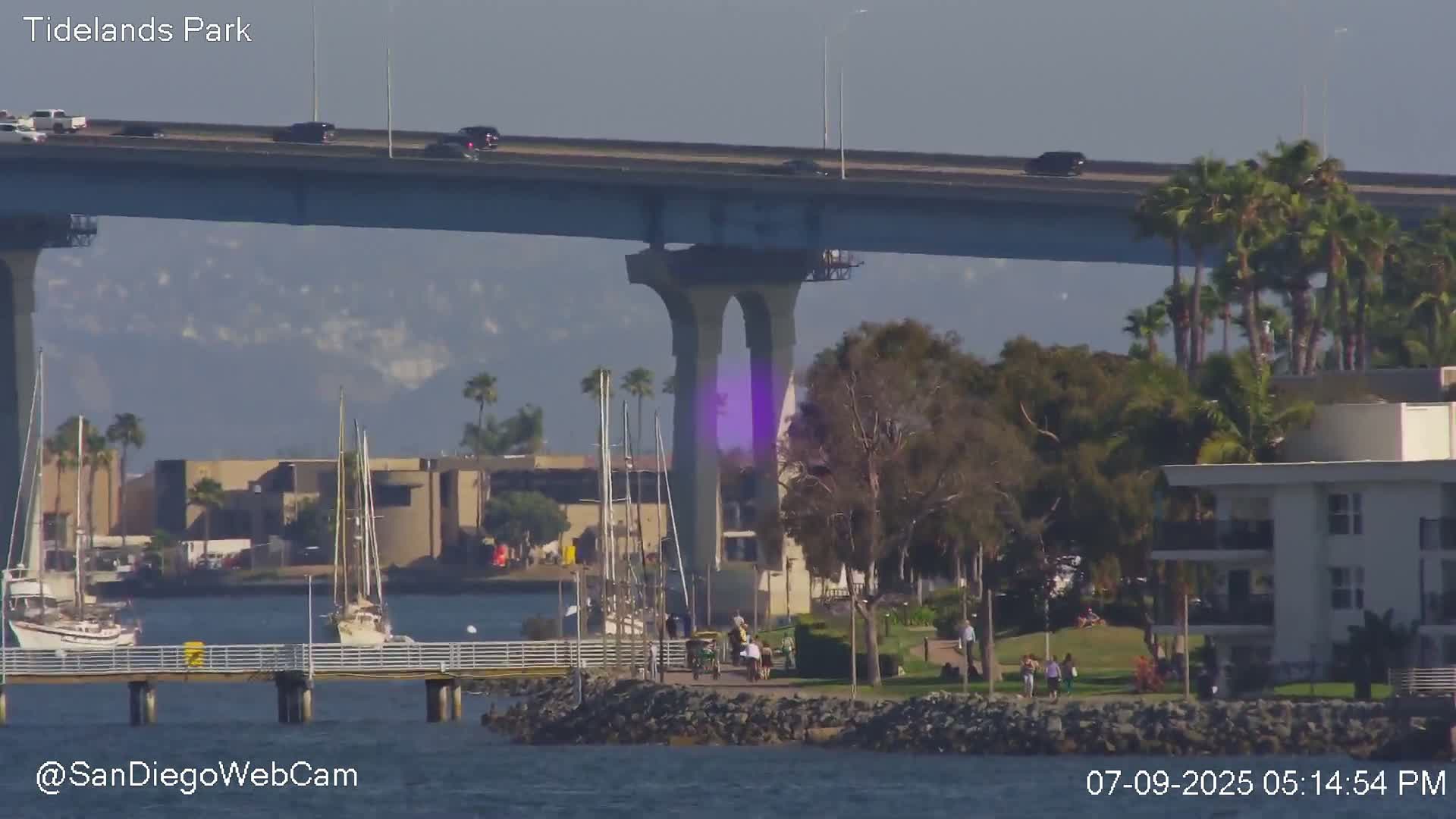 San Diego, Coronado Bridge & Sant Diego City & Bay Skyline View Live Cam - Downtown, San Diego, San Diego County, California, USA