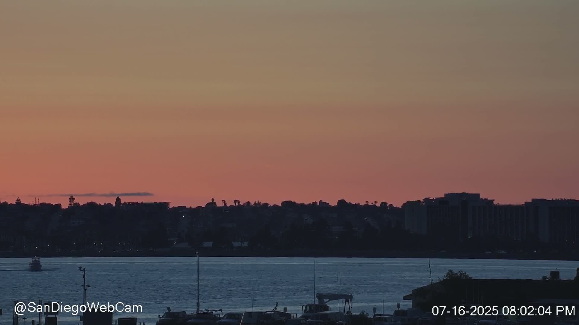 San Diego, Coronado Bridge & Sant Diego City & Bay Skyline View Live Cam - Downtown, San Diego, San Diego County, California, USA