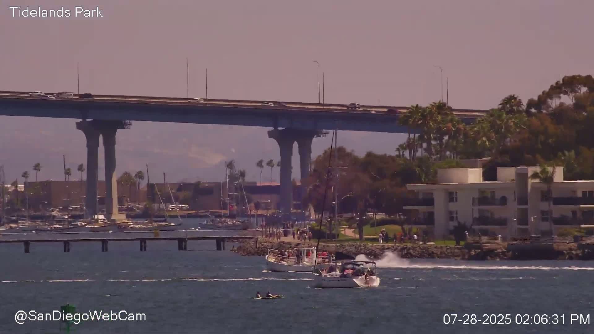 San Diego, Coronado Bridge & Sant Diego City & Bay Skyline View Live Cam - Downtown, San Diego, San Diego County, California, USA