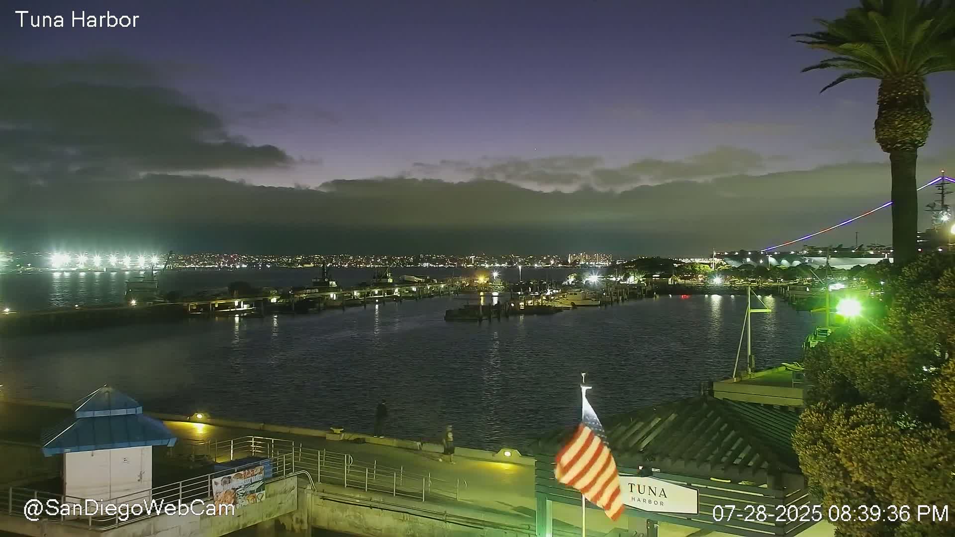 San Diego, Coronado Bridge & Sant Diego City & Bay Skyline View Live Cam - Downtown, San Diego, San Diego County, California, USA