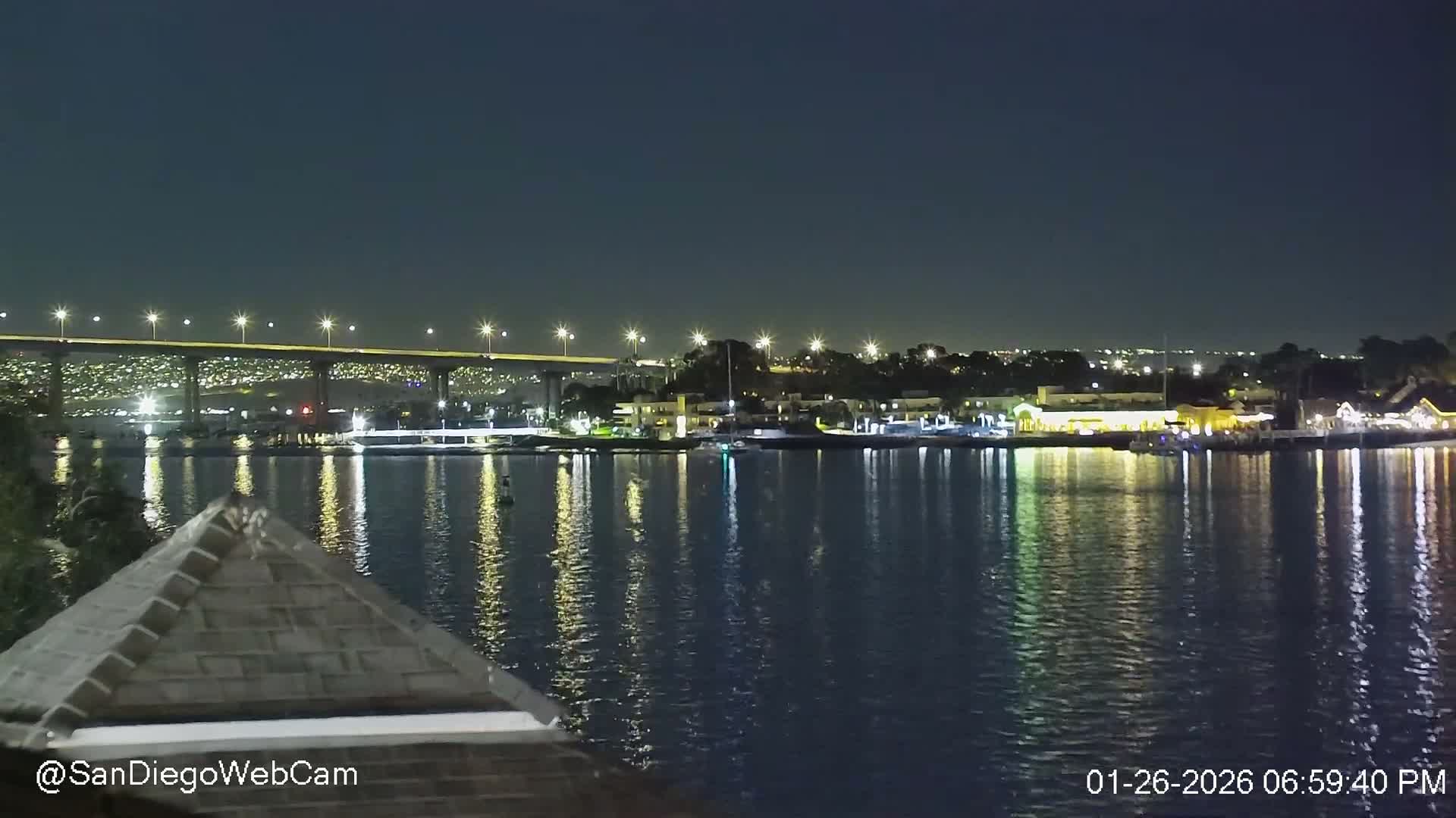 San Diego, Coronado Bridge & Sant Diego City & Bay Skyline View Live Cam - Downtown, San Diego, San Diego County, California, USA