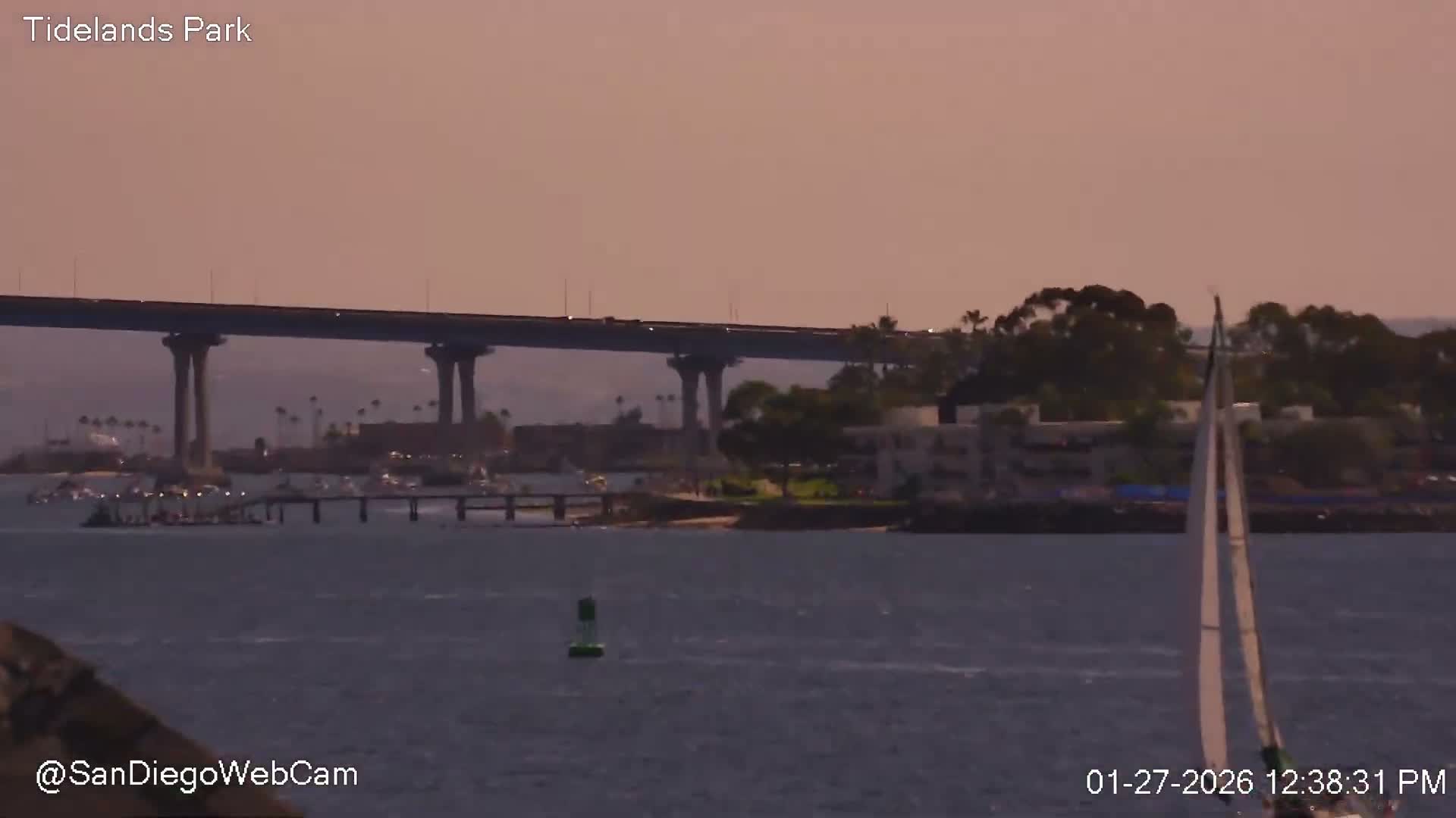 San Diego, Coronado Bridge & Sant Diego City & Bay Skyline View Live Cam - Downtown, San Diego, San Diego County, California, USA