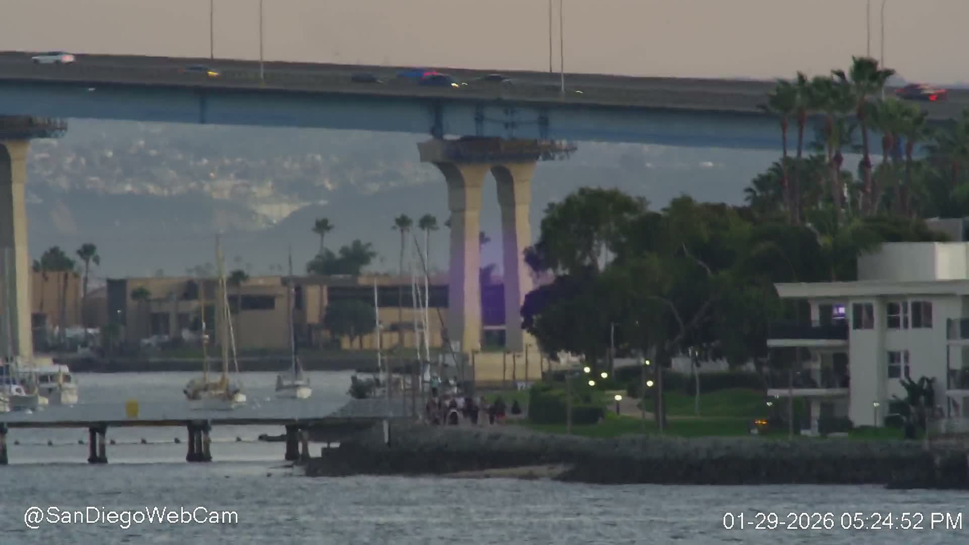 San Diego, Coronado Bridge & Sant Diego City & Bay Skyline View Live Cam - Downtown, San Diego, San Diego County, California, USA