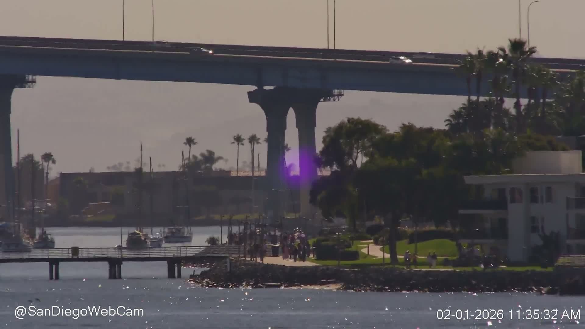 San Diego, Coronado Bridge & Sant Diego City & Bay Skyline View Live Cam - Downtown, San Diego, San Diego County, California, USA