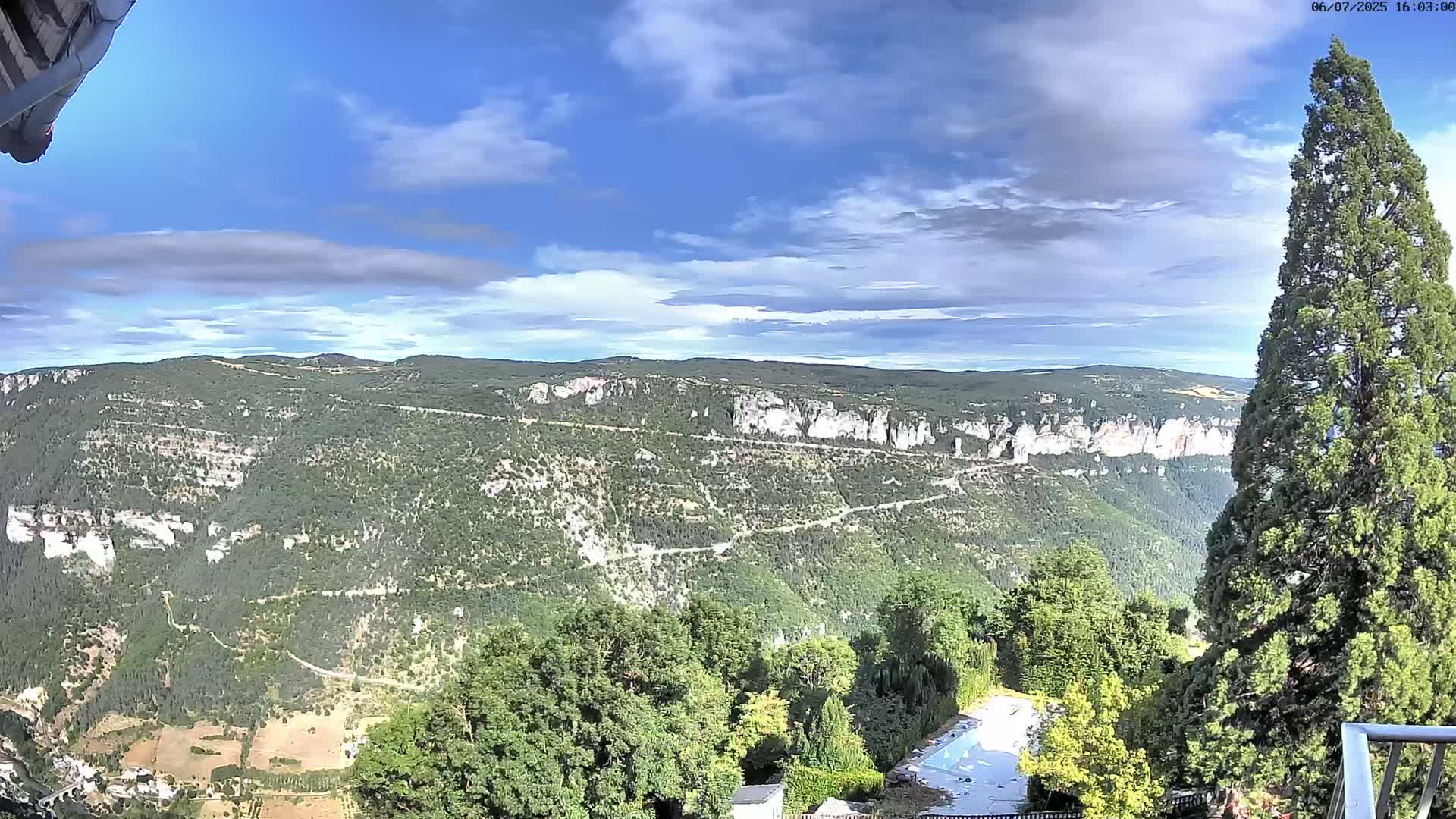 Les Gorges du Tarn (The Gorges of Tarn) View from Saint-Romme-de-Dolan Village Live Cam - Florac, Lozère, Occitanie, France