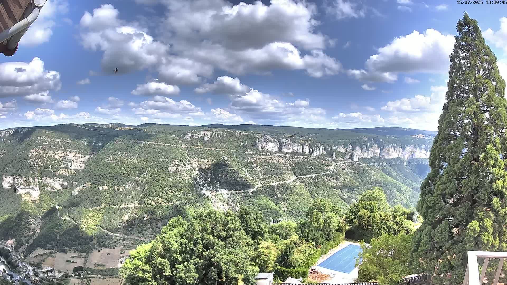 Les Gorges du Tarn (The Gorges of Tarn) View from Saint-Romme-de-Dolan Village Live Cam - Florac, Lozère, Occitanie, France