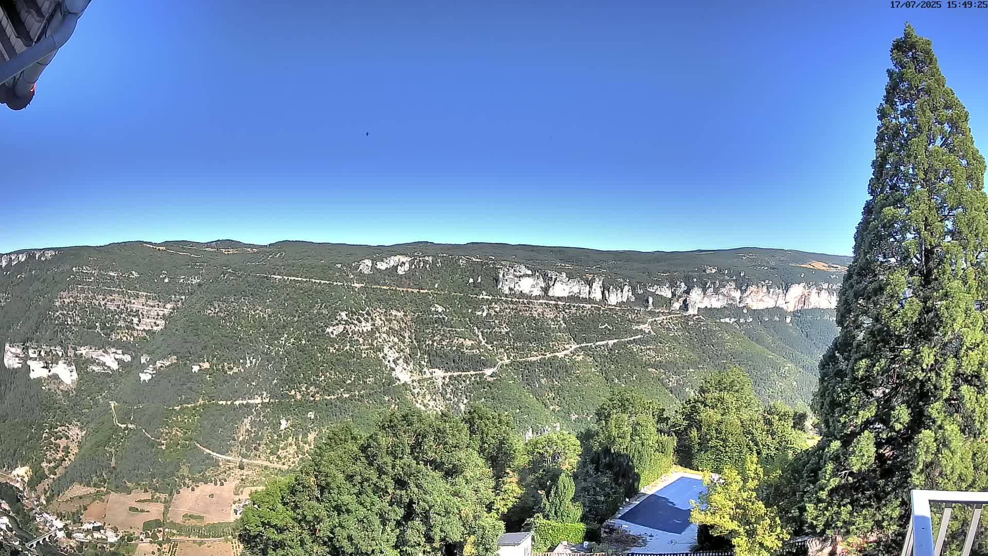Les Gorges du Tarn (The Gorges of Tarn) View from Saint-Romme-de-Dolan Village Live Cam - Florac, Lozère, Occitanie, France