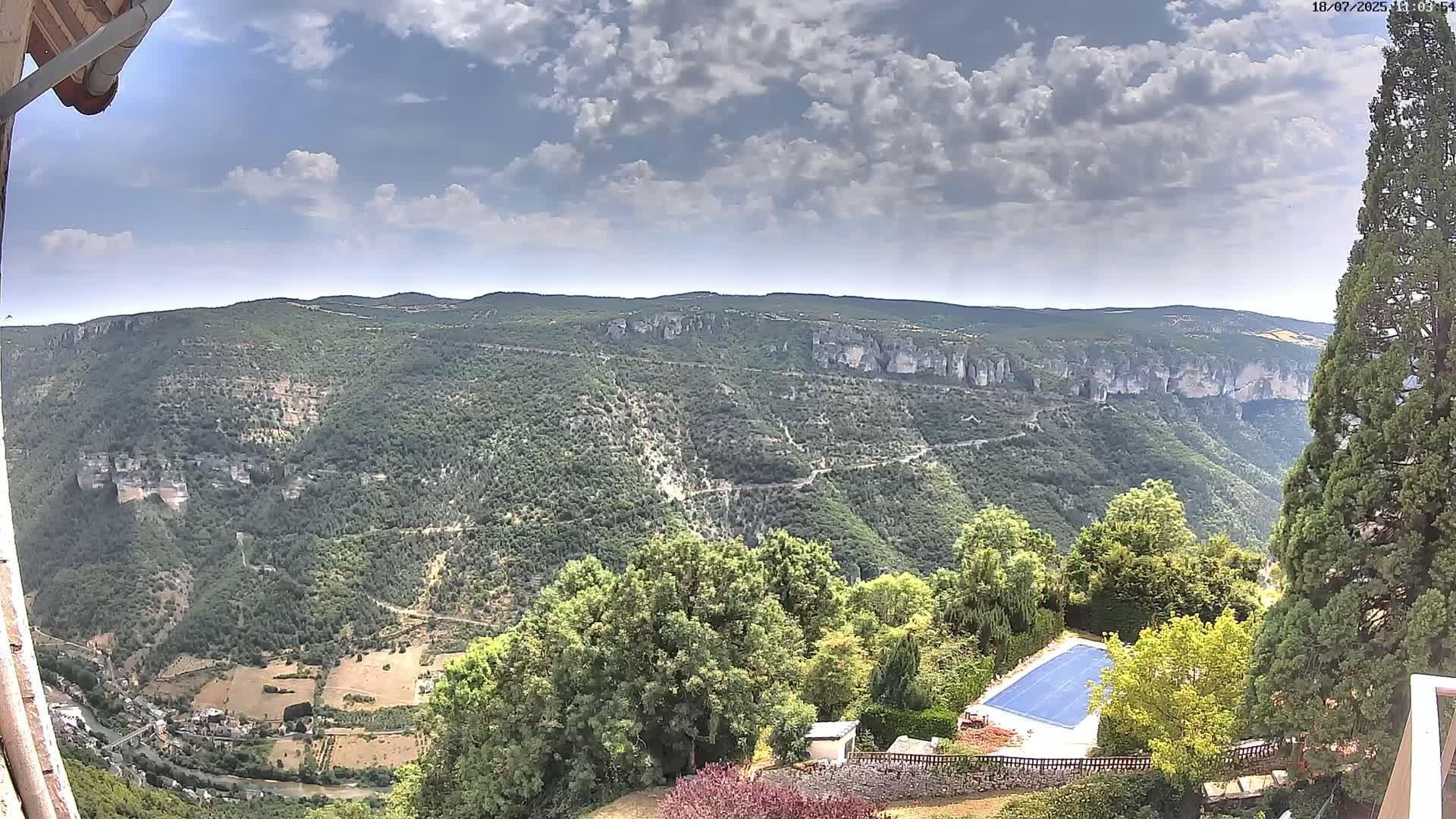 Les Gorges du Tarn (The Gorges of Tarn) View from Saint-Romme-de-Dolan Village Live Cam - Florac, Lozère, Occitanie, France