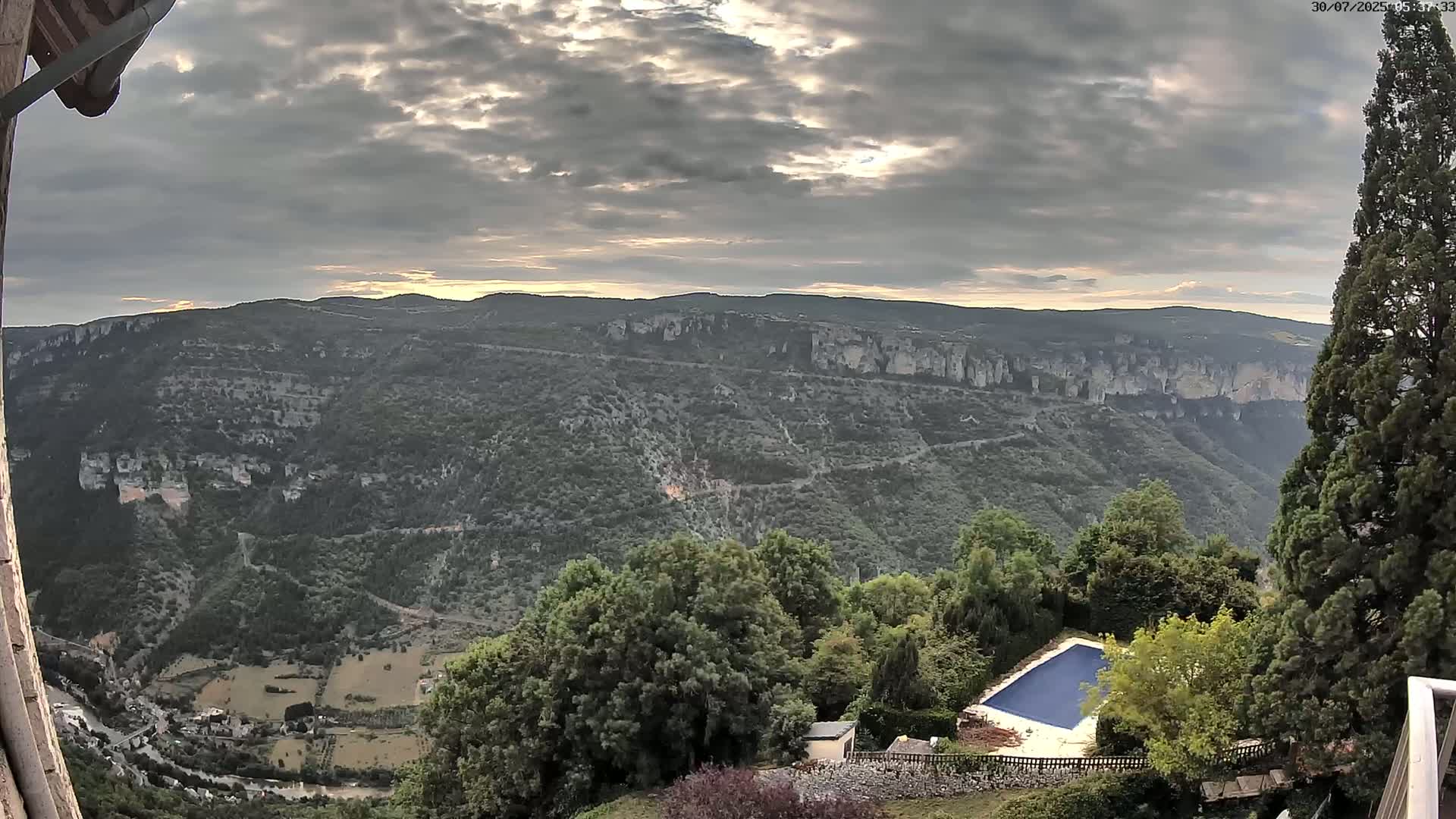 Les Gorges du Tarn (The Gorges of Tarn) View from Saint-Romme-de-Dolan Village Live Cam - Florac, Lozère, Occitanie, France