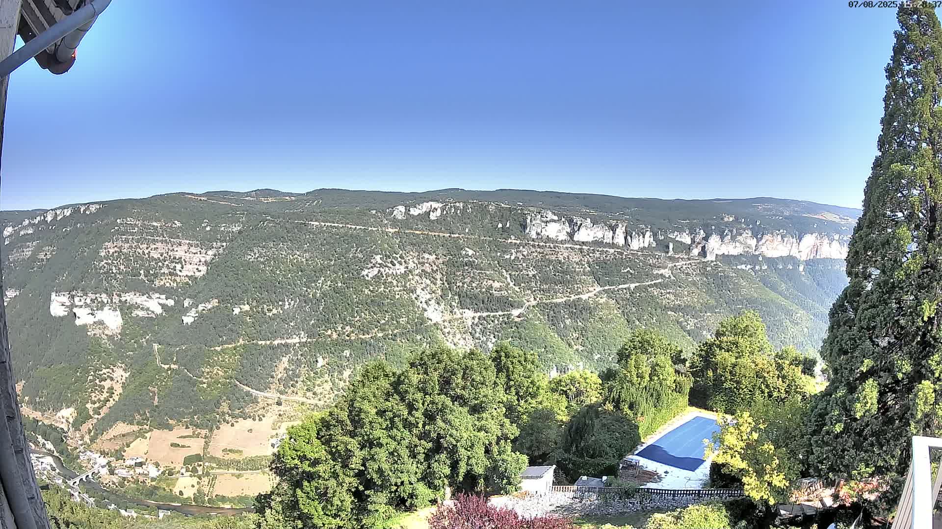 Les Gorges du Tarn (The Gorges of Tarn) View from Saint-Romme-de-Dolan Village Live Cam - Florac, Lozère, Occitanie, France