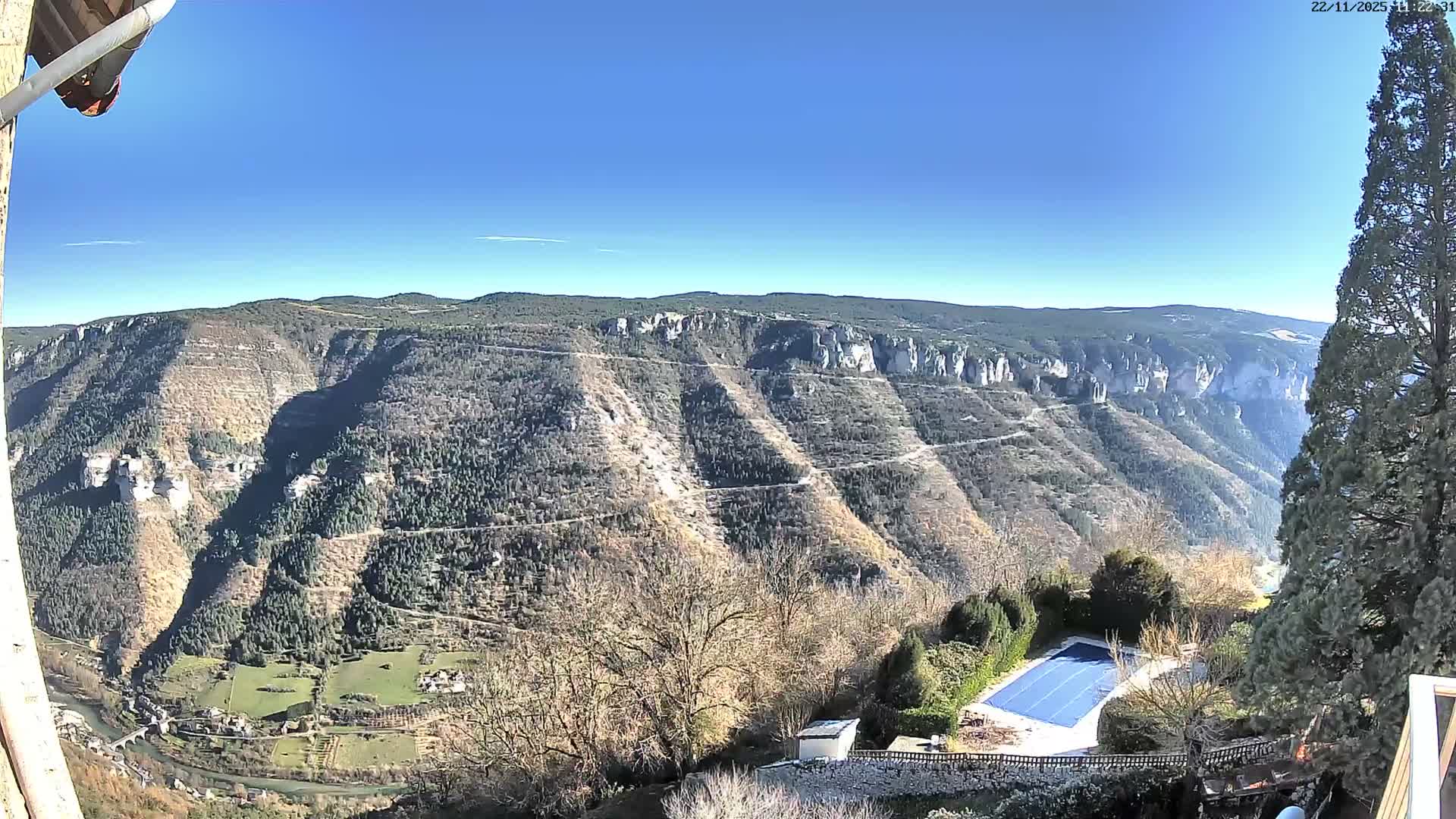 Les Gorges du Tarn (The Gorges of Tarn) View from Saint-Romme-de-Dolan Village Live Cam - Florac, Lozère, Occitanie, France
