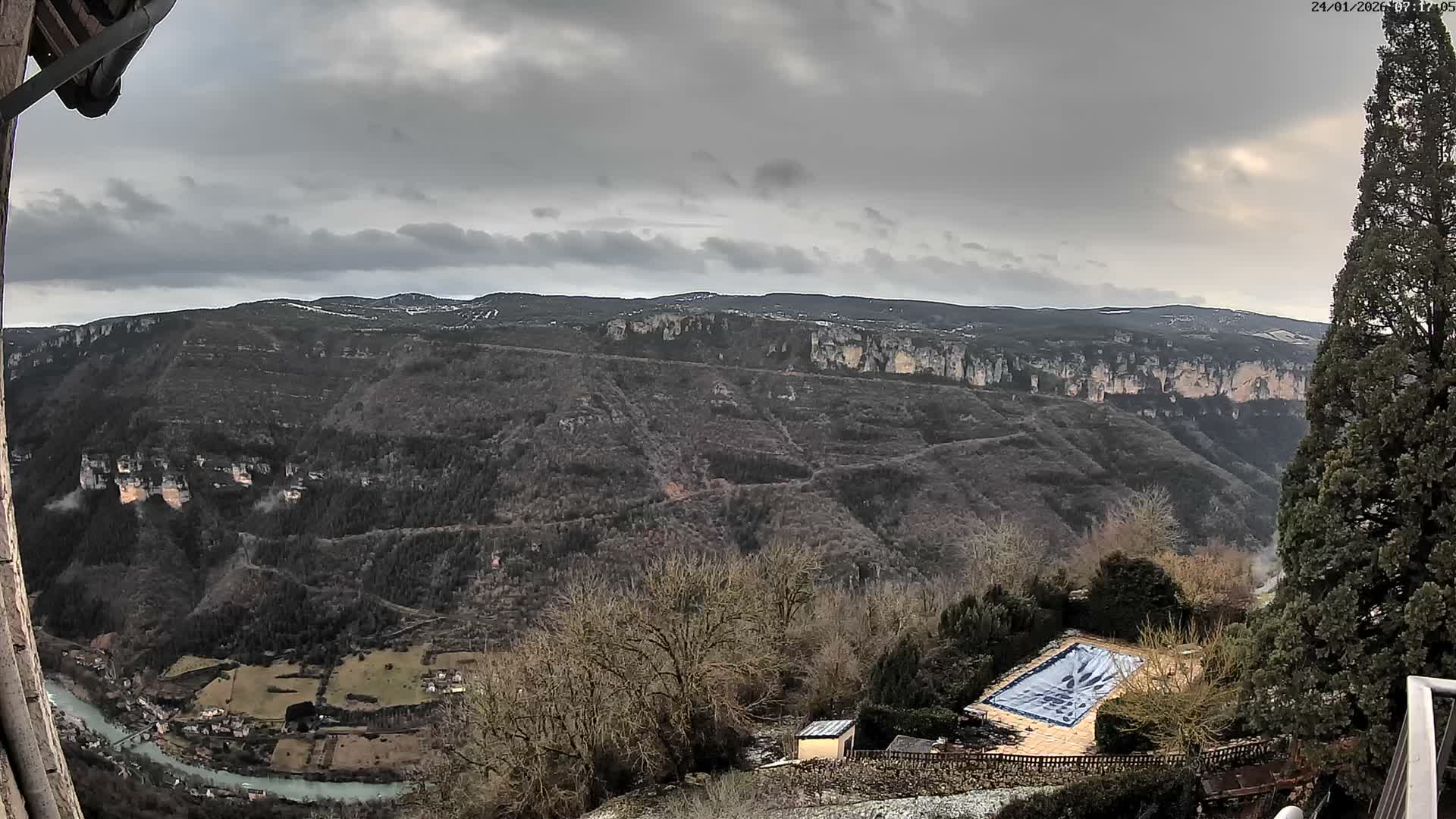 Les Gorges du Tarn (The Gorges of Tarn) View from Saint-Romme-de-Dolan Village Live Cam - Florac, Lozère, Occitanie, France