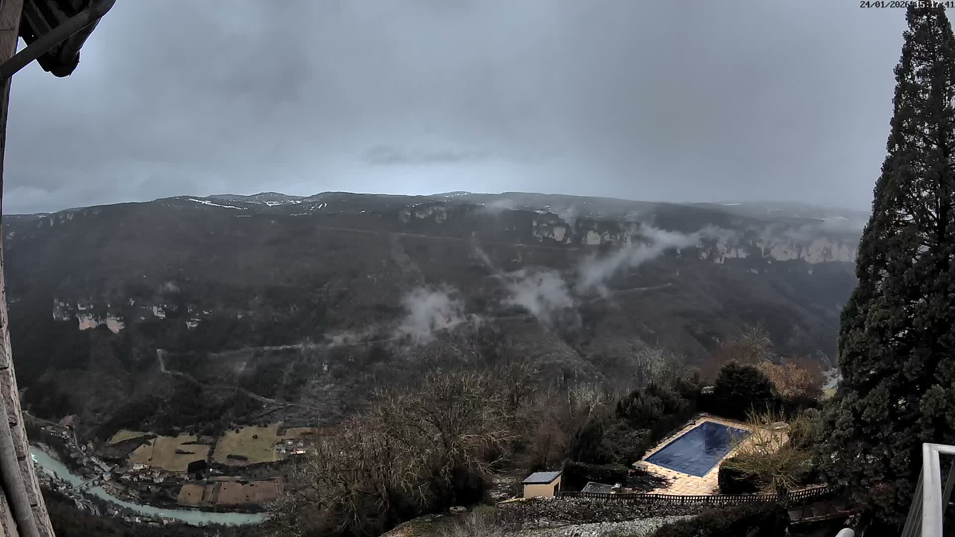Les Gorges du Tarn (The Gorges of Tarn) View from Saint-Romme-de-Dolan Village Live Cam - Florac, Lozère, Occitanie, France