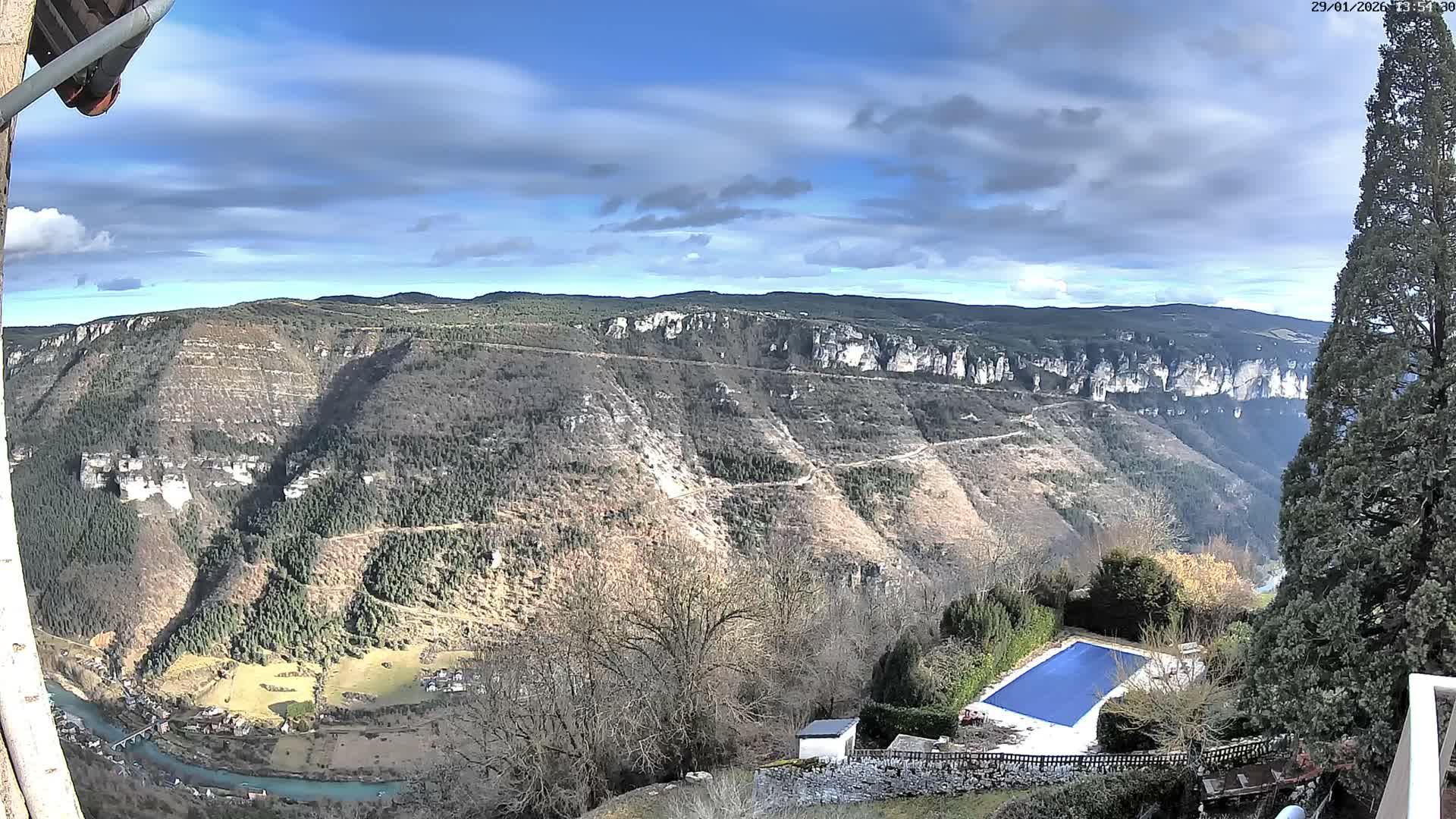 Les Gorges du Tarn (The Gorges of Tarn) View from Saint-Romme-de-Dolan Village Live Cam - Florac, Lozère, Occitanie, France