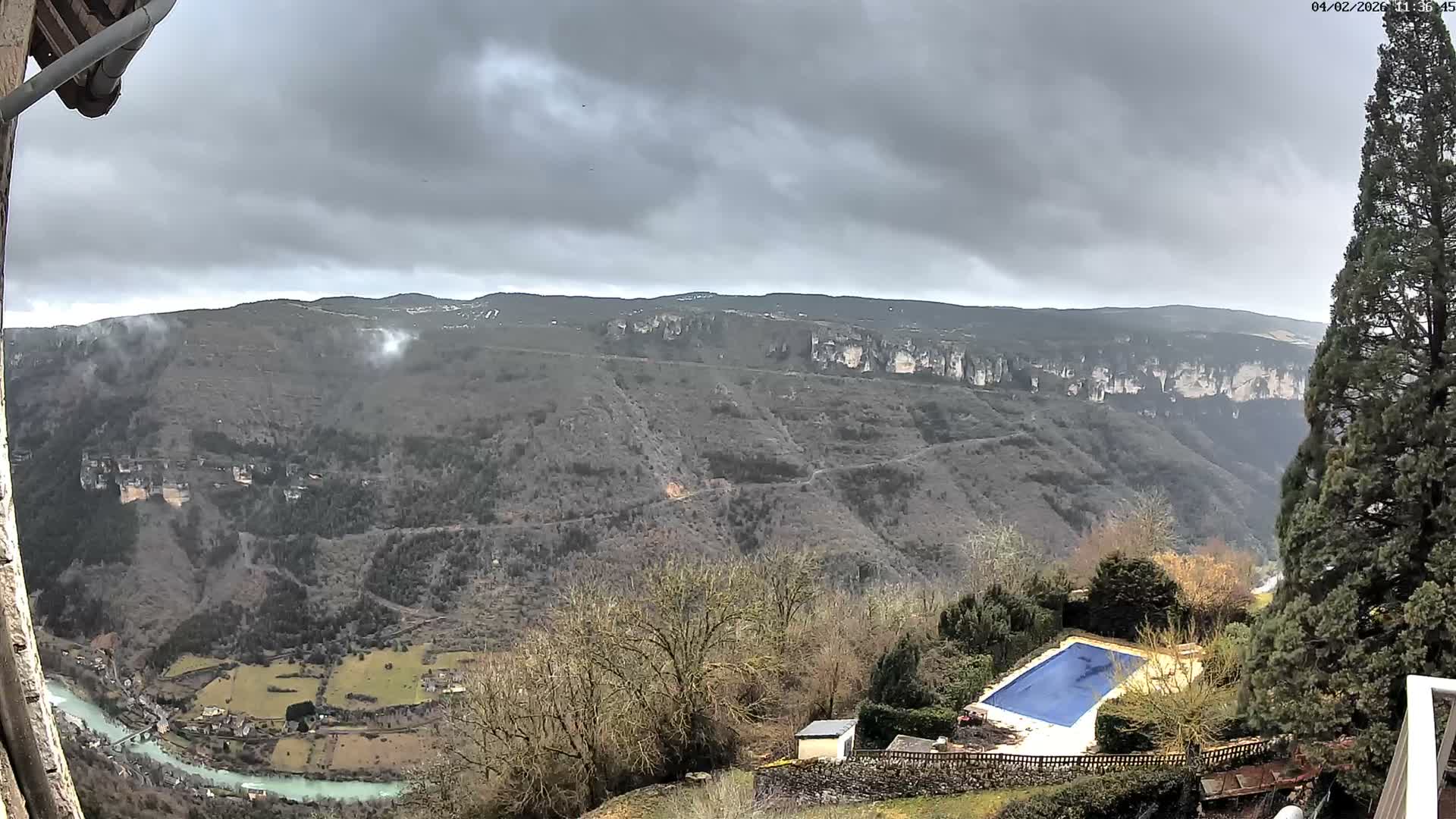 Les Gorges du Tarn (The Gorges of Tarn) View from Saint-Romme-de-Dolan Village Live Cam - Florac, Lozère, Occitanie, France