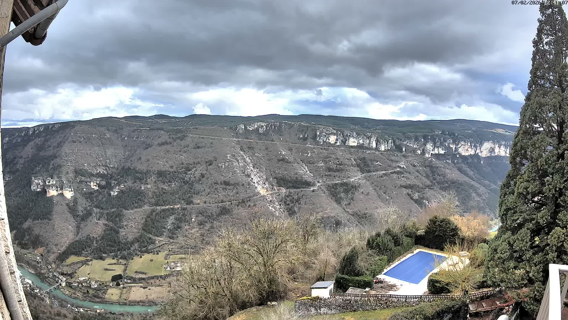 Les Gorges du Tarn (The Gorges of Tarn) View from Saint-Romme-de-Dolan Village Live Cam - Florac, Lozère, Occitanie, France